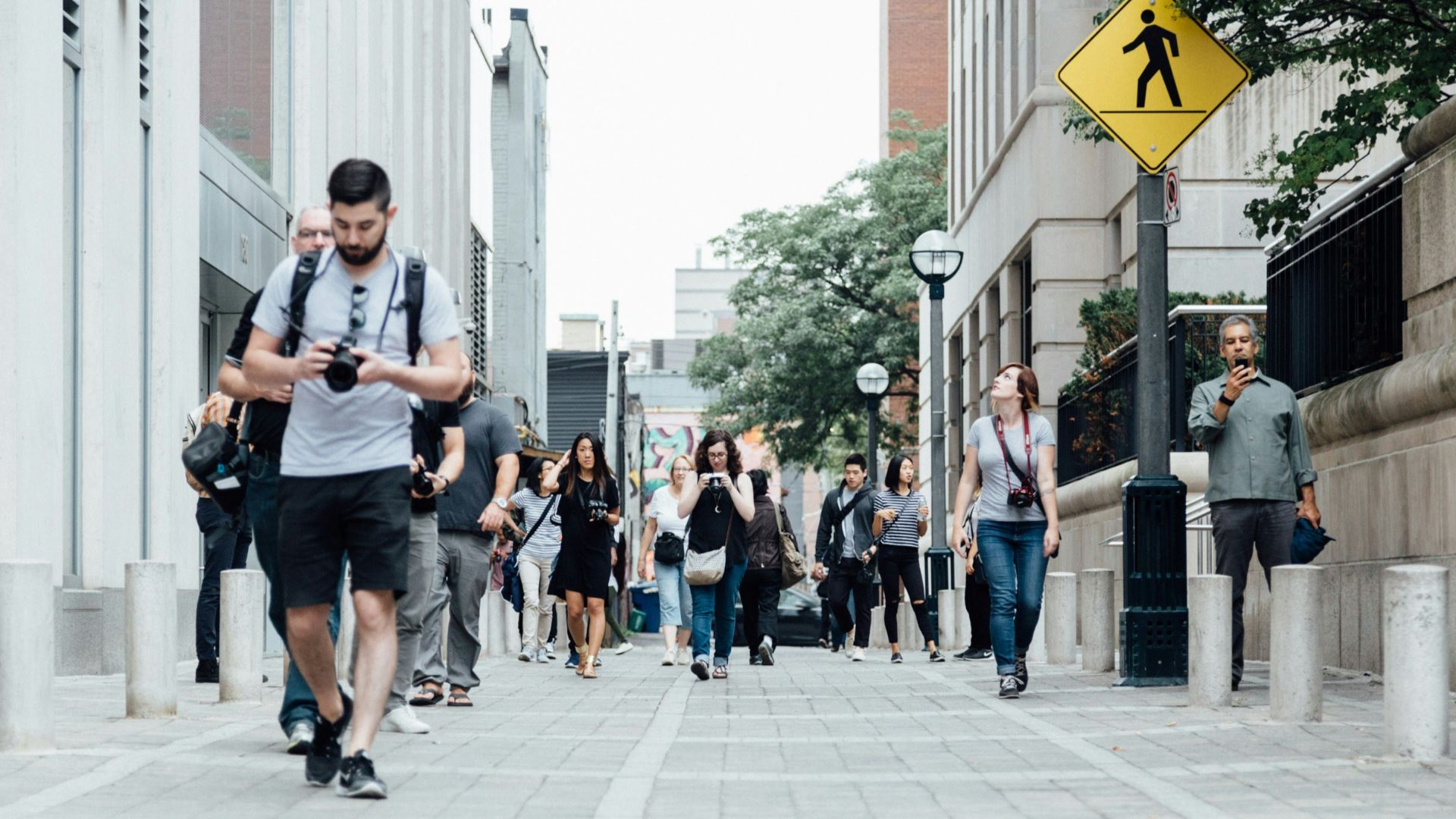 people walking at walkway