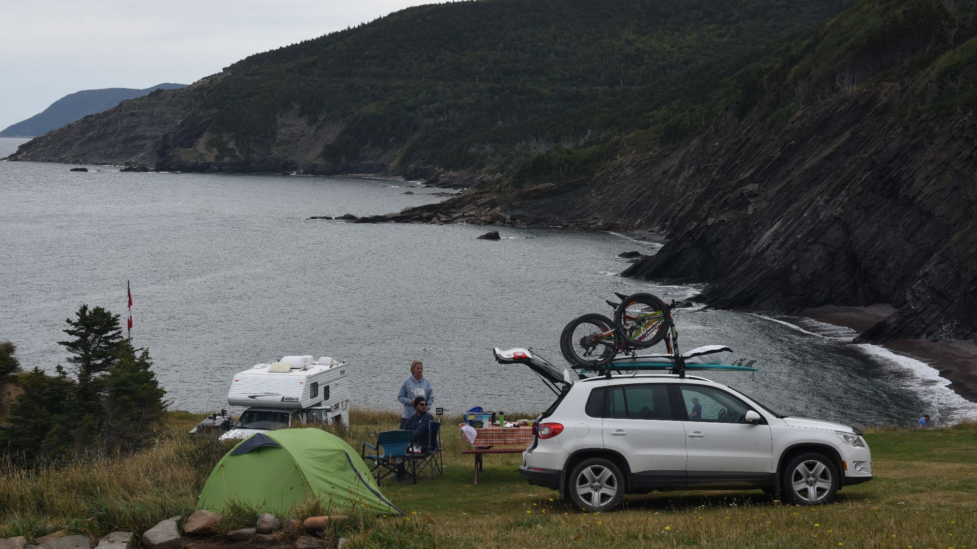 Car camping at the end of the road. A young Canadian couple enjoy a few nights of camping.

NAL_3872