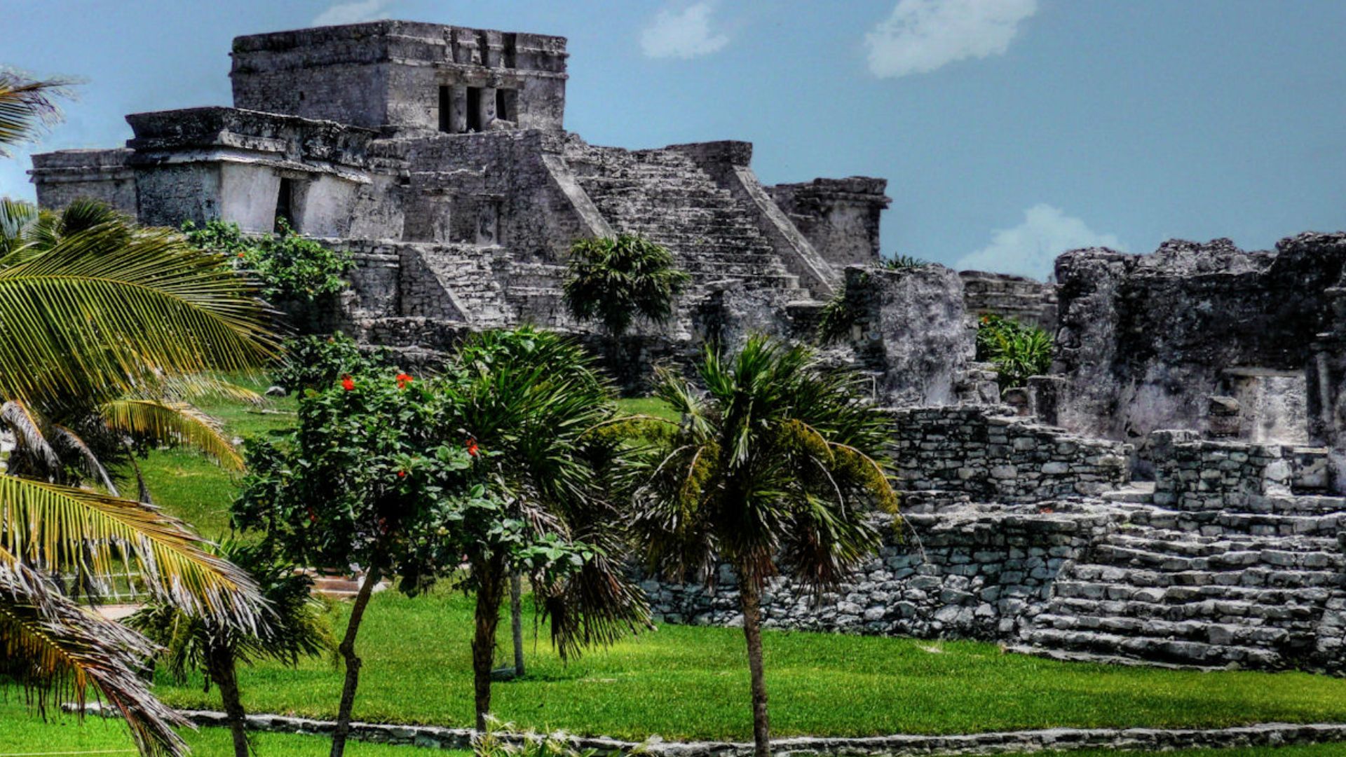 Maya Site: Maya Pyramid at Tulum. Tulum is just across the water from Cozumel, Mexico.