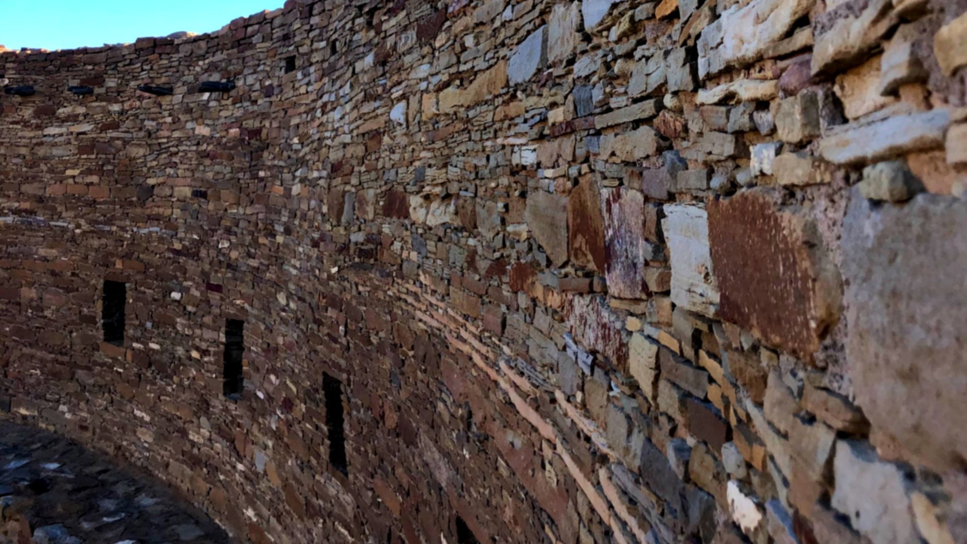 Chaco canyon's ancient great kiva, Casa Rinconada at sunrise.