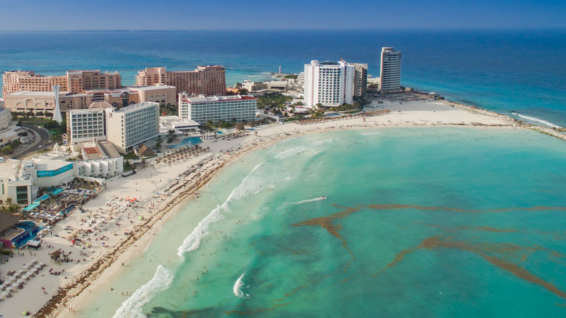 Luftbildaufnahmen von Cancun.