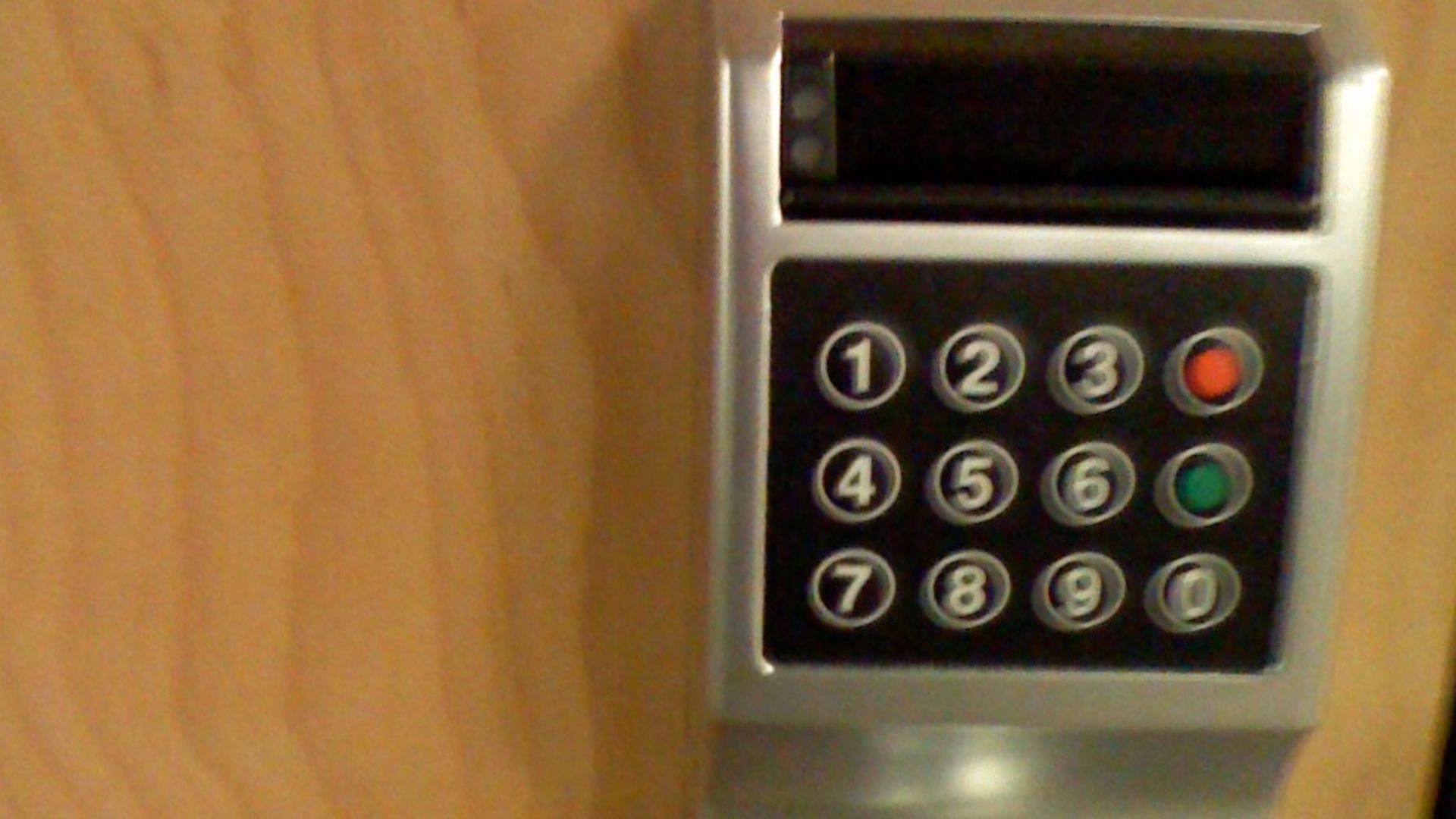A magnetic keycard lock manufactured by Onity Inc. installed at Humboldt State University
