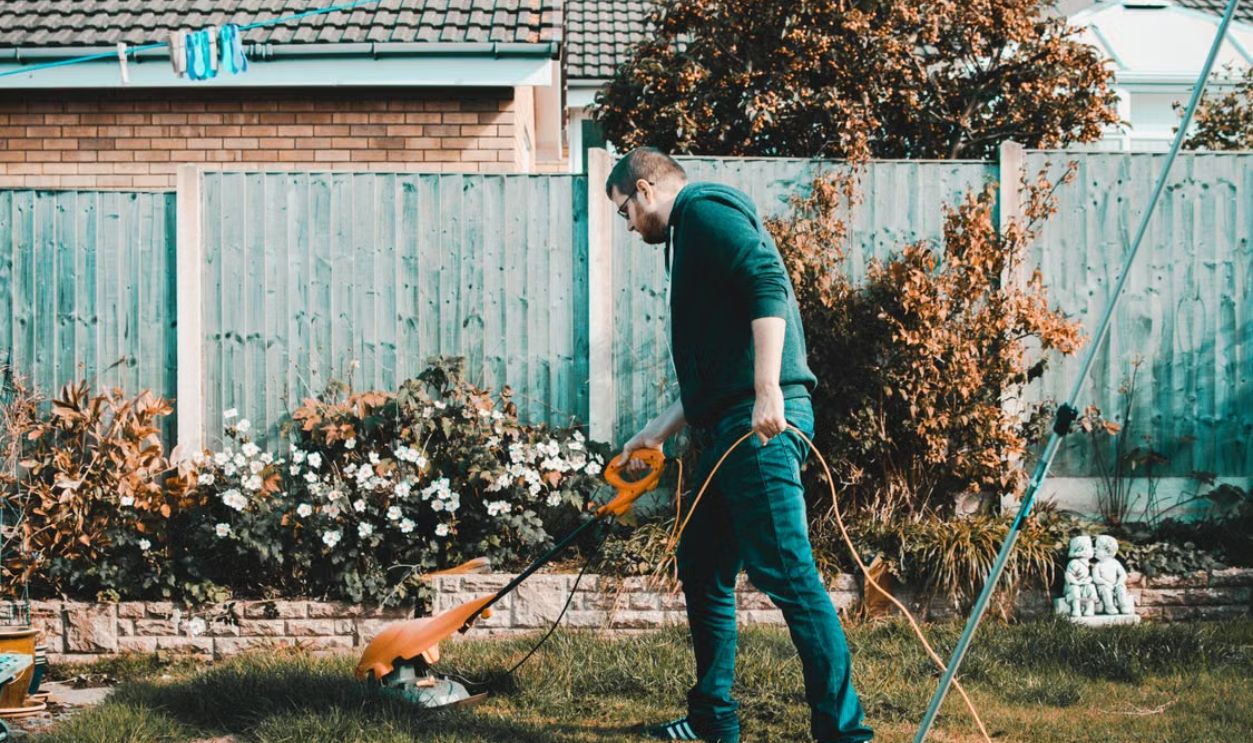 man mowing the lawn 