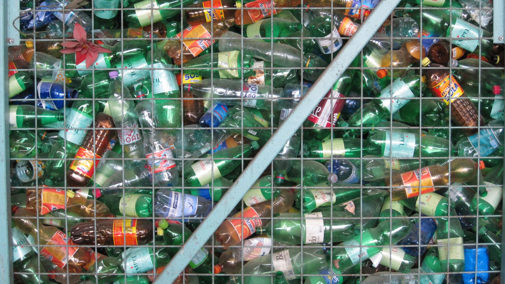 Separated plastic botles in a recycling plant (Ptuj, Slovenia)