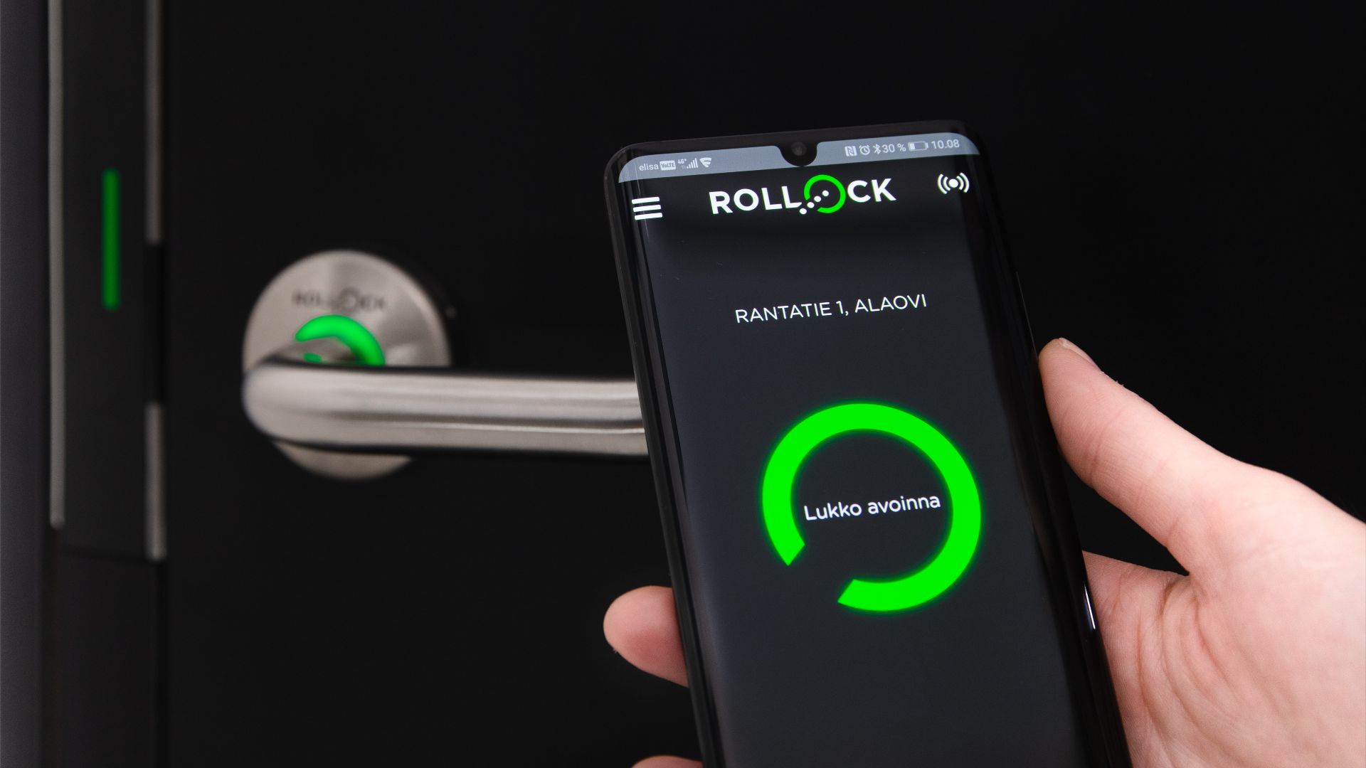 Rollock älylukon voi etäavata mobiilisovelluksella.