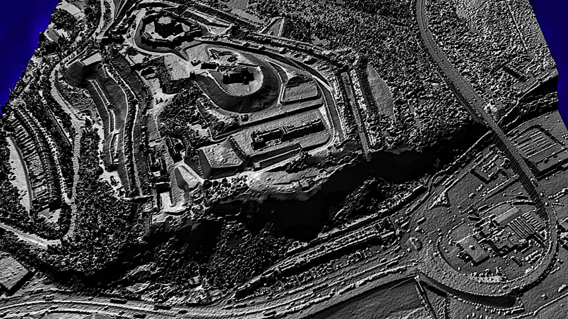 A lidar image derived from Environmental Agency open source data.gov.uk data (https://www.nationalarchives.gov.uk/doc/open-government-licence/version/3/) via the houseprices.io lidar map.