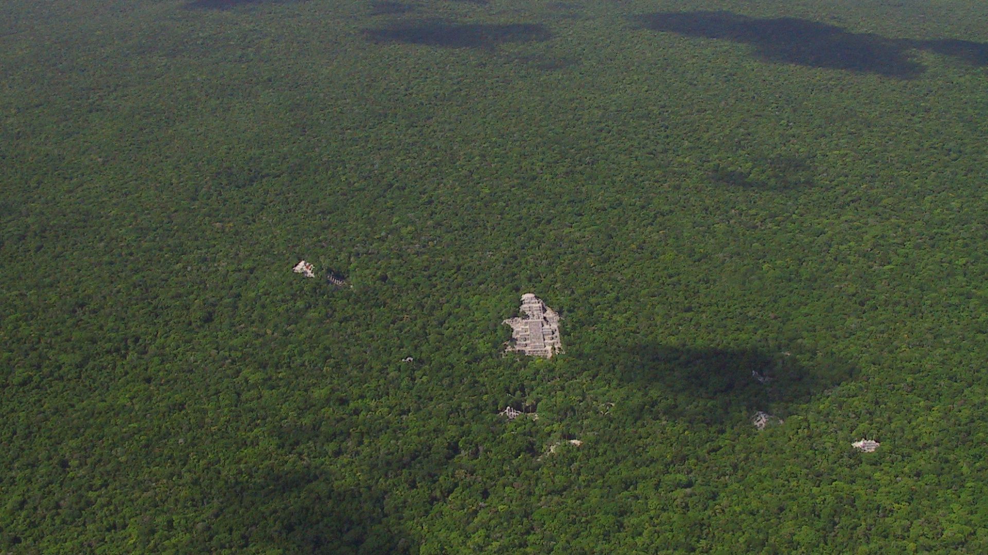 Maya pyramids in the jungle of Calakmul Biosphere Reserve, Mexico