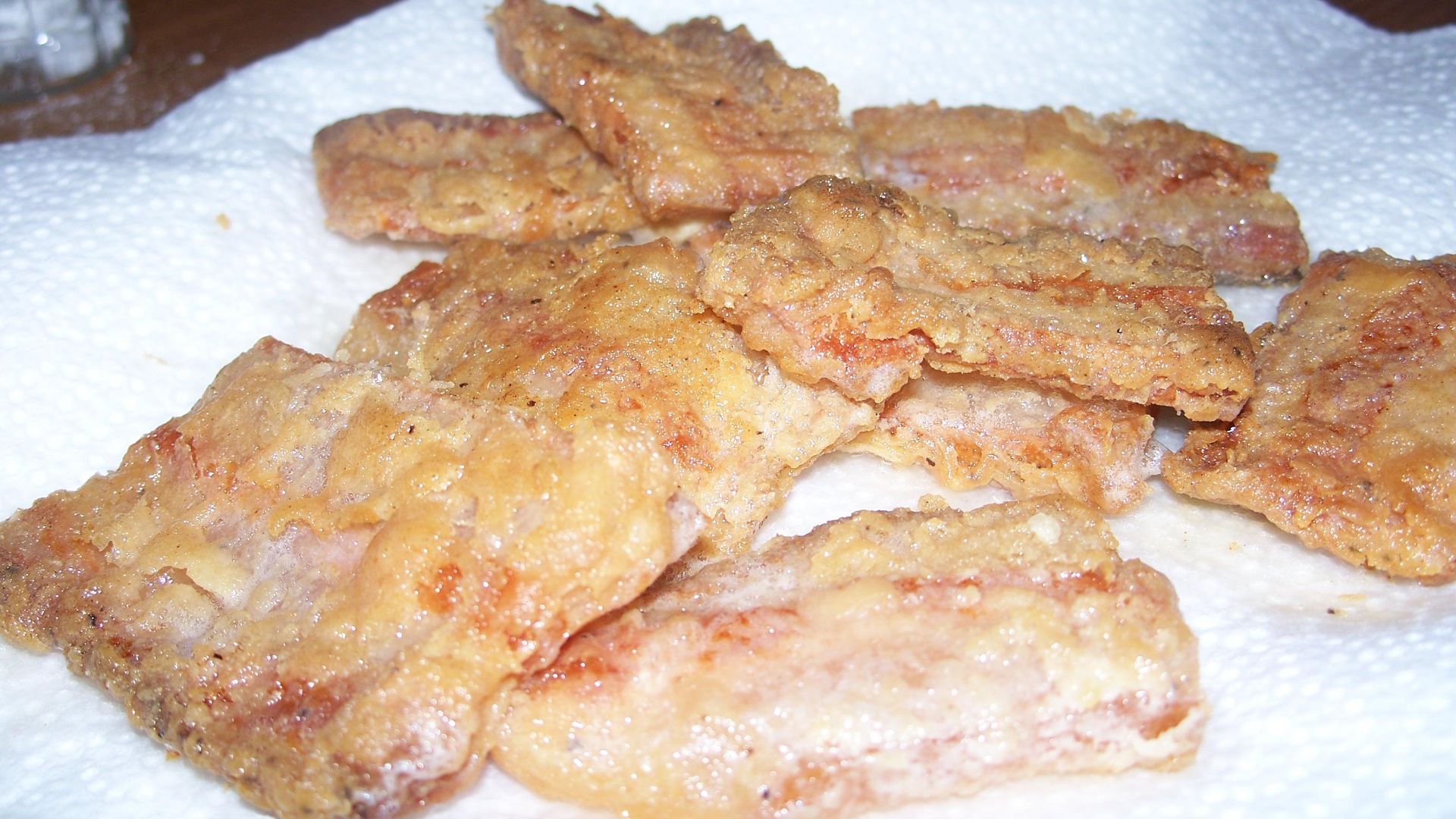Breaded and fried fatback
