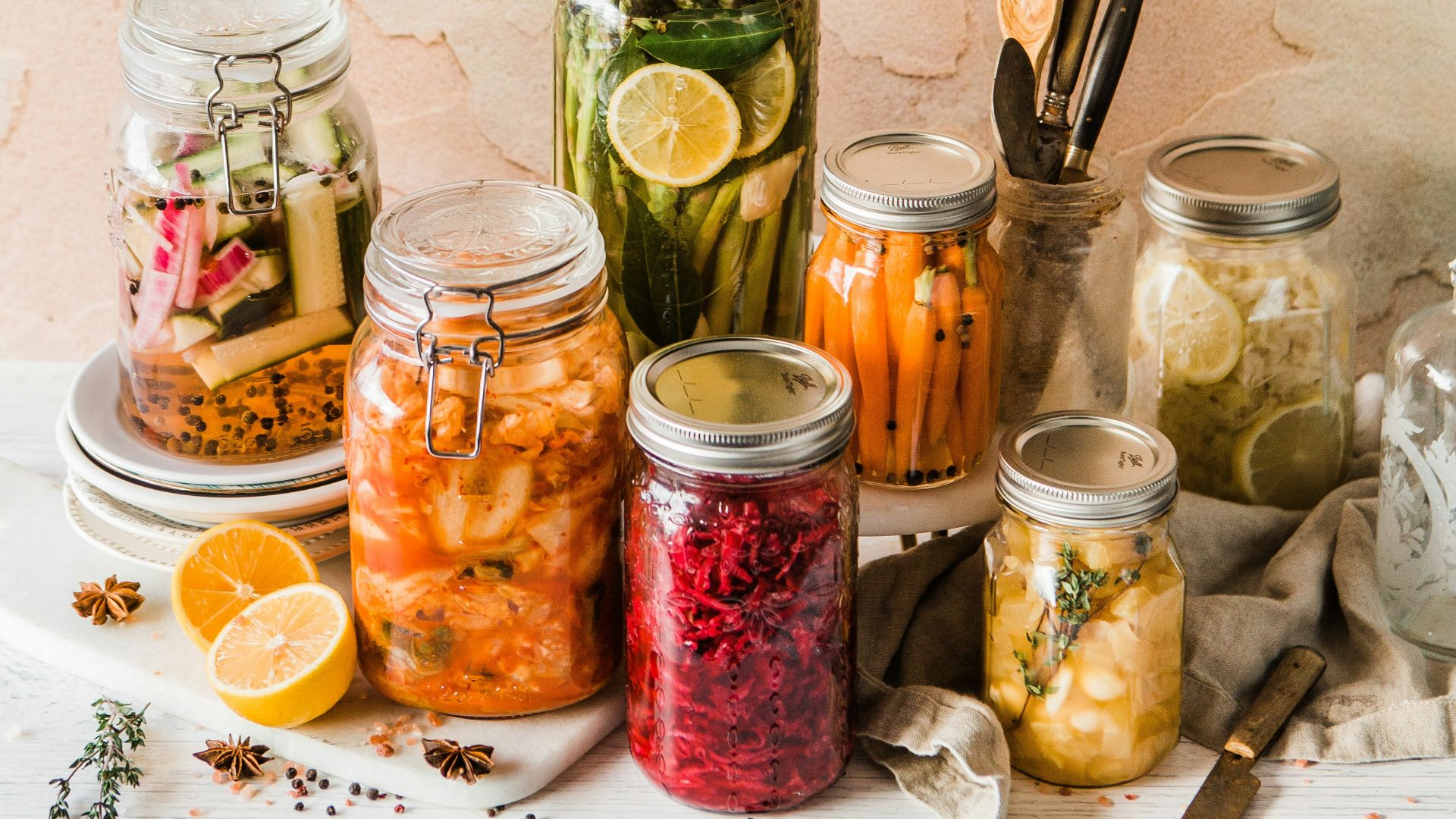 shallow focus photo of assorted jar lot