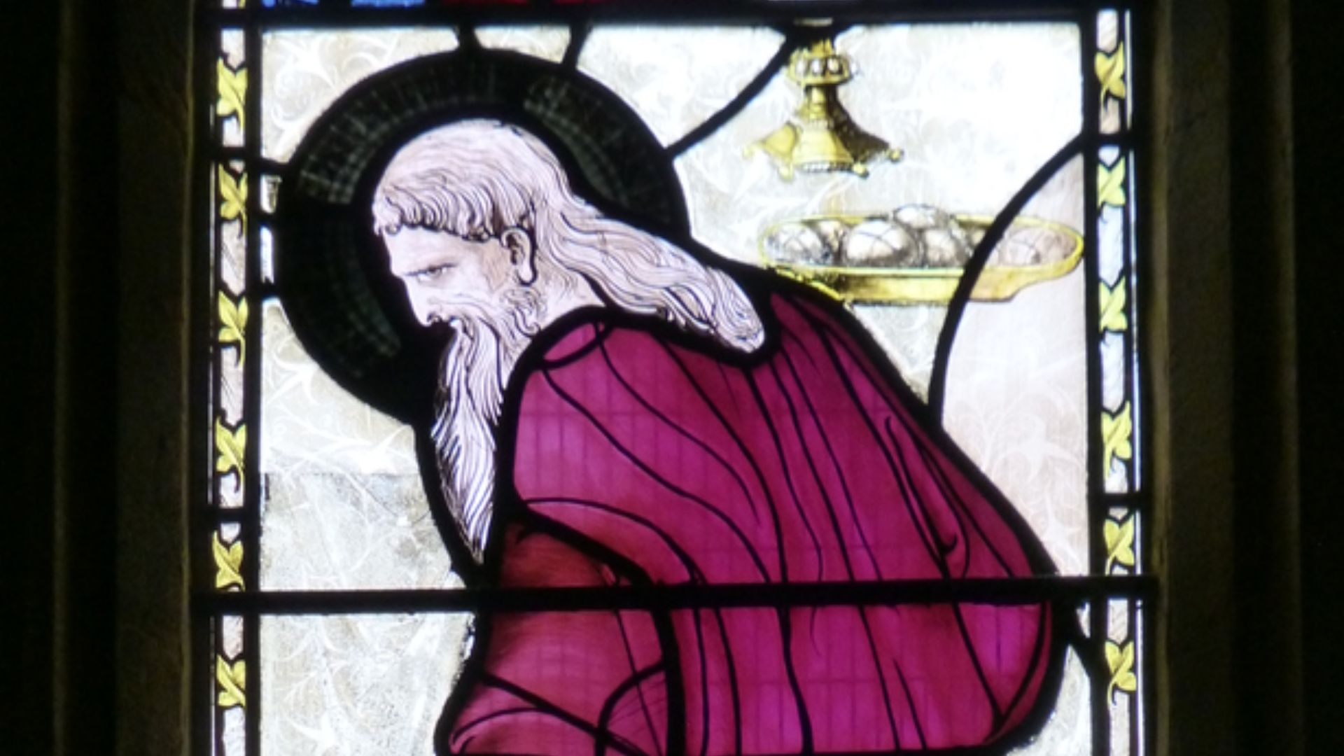 In the Church of St John the Baptist, Yeovil one stained glass window depicts Judas with a black halo.