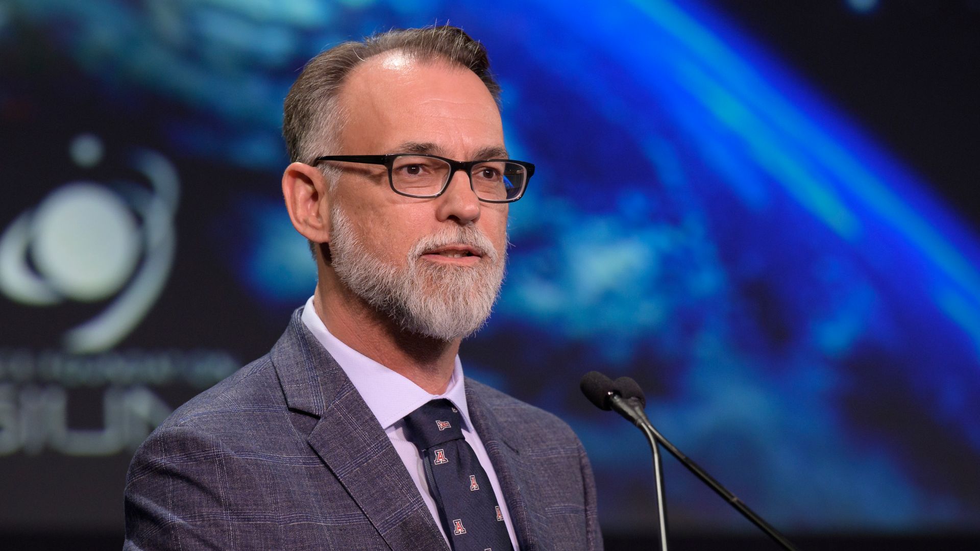 University of Arizona OSIRIS-REx Principal Investigator Dante Lauretta gives remarks after the 2022 John L. “Jack” Swigert, Jr., Award for Space Exploration was presented to the OSIRIS-REx team by the Space Foundation during the 37th Space Symposium, Mond
