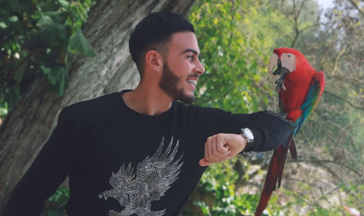 man with a parrot