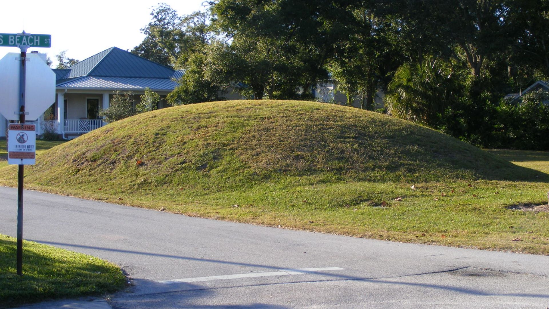 The Ormond Mound, a Native American burial mound on the west bank of the Halifax River, Ormond Beach, Volusia County, Florida.