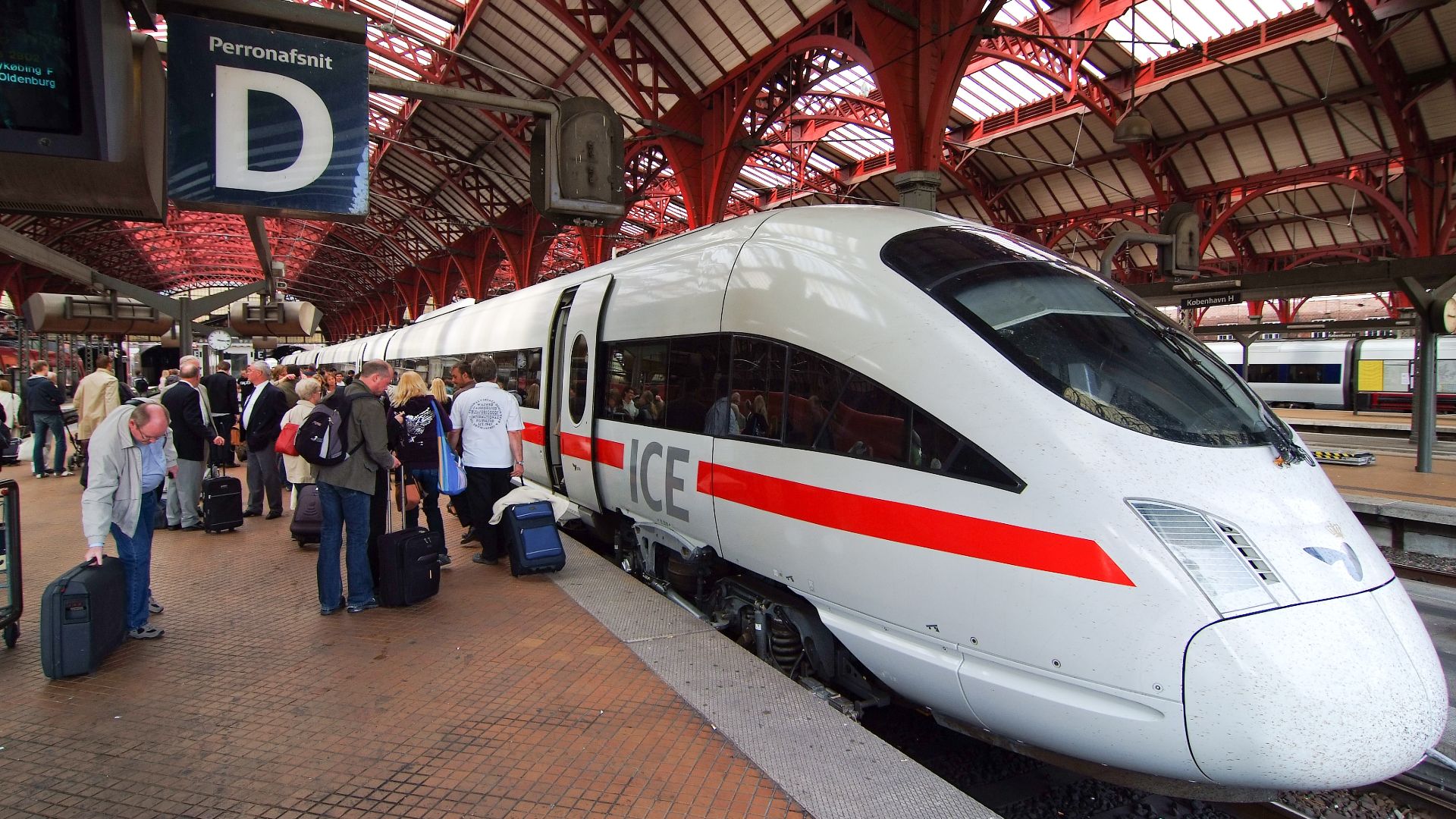 High-speed train at Copenhagen Central Station.