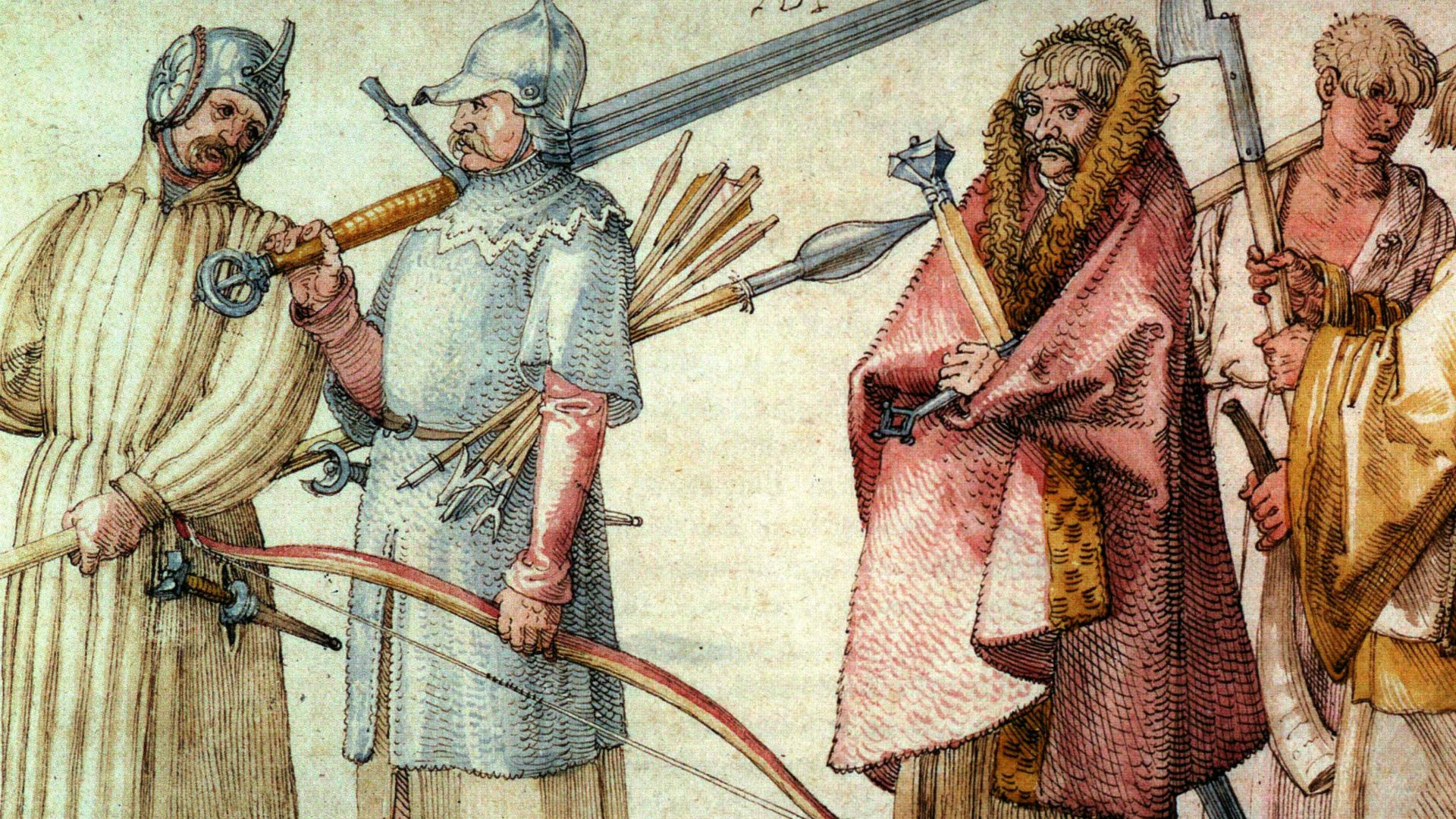 Albrecht Dürer's drawing of Irish mercenaries in Europe.