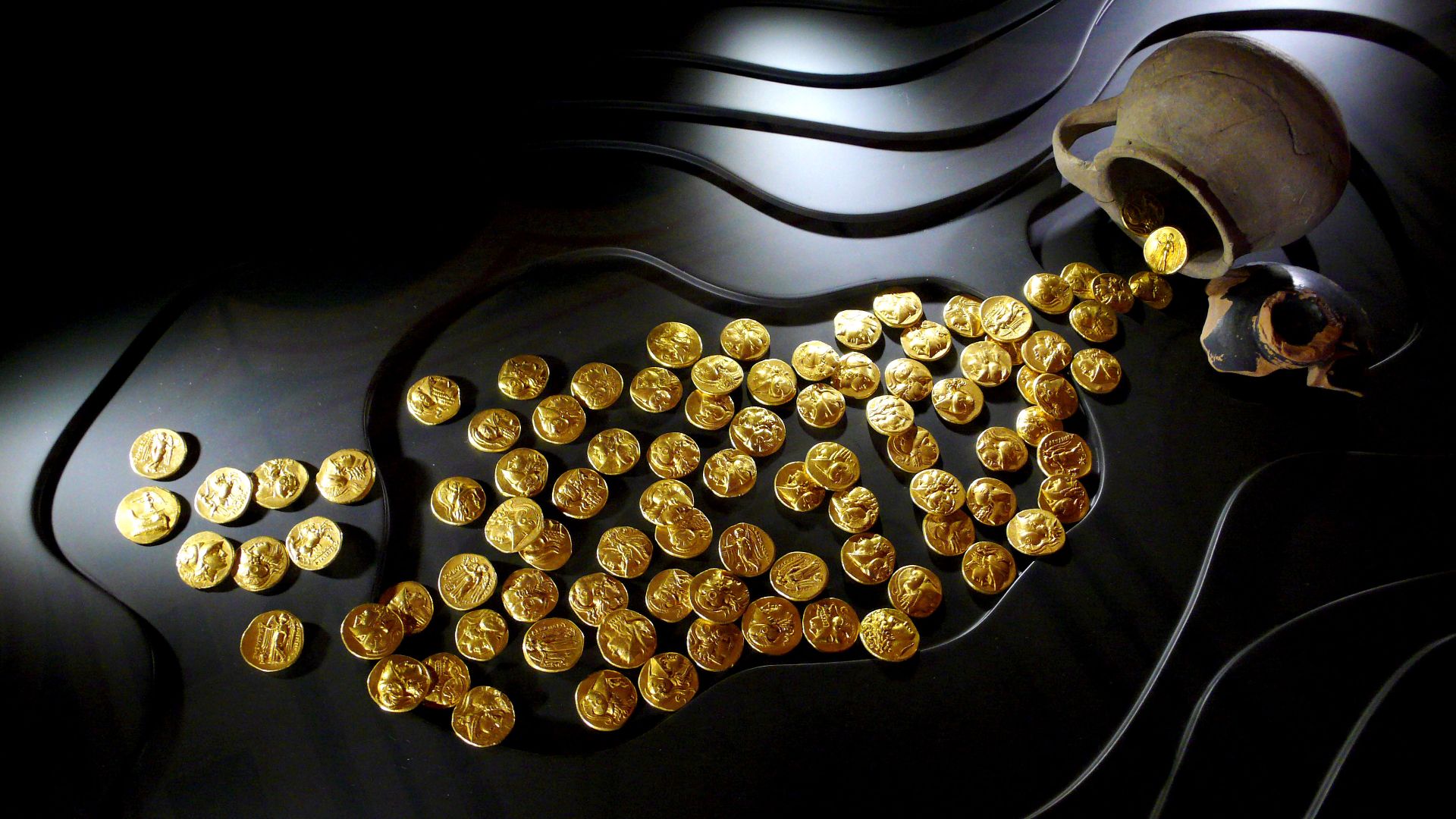 Hoard of gold coins from Epidaurus, 3rd Century BC, at Numismatic Museum of Athens.