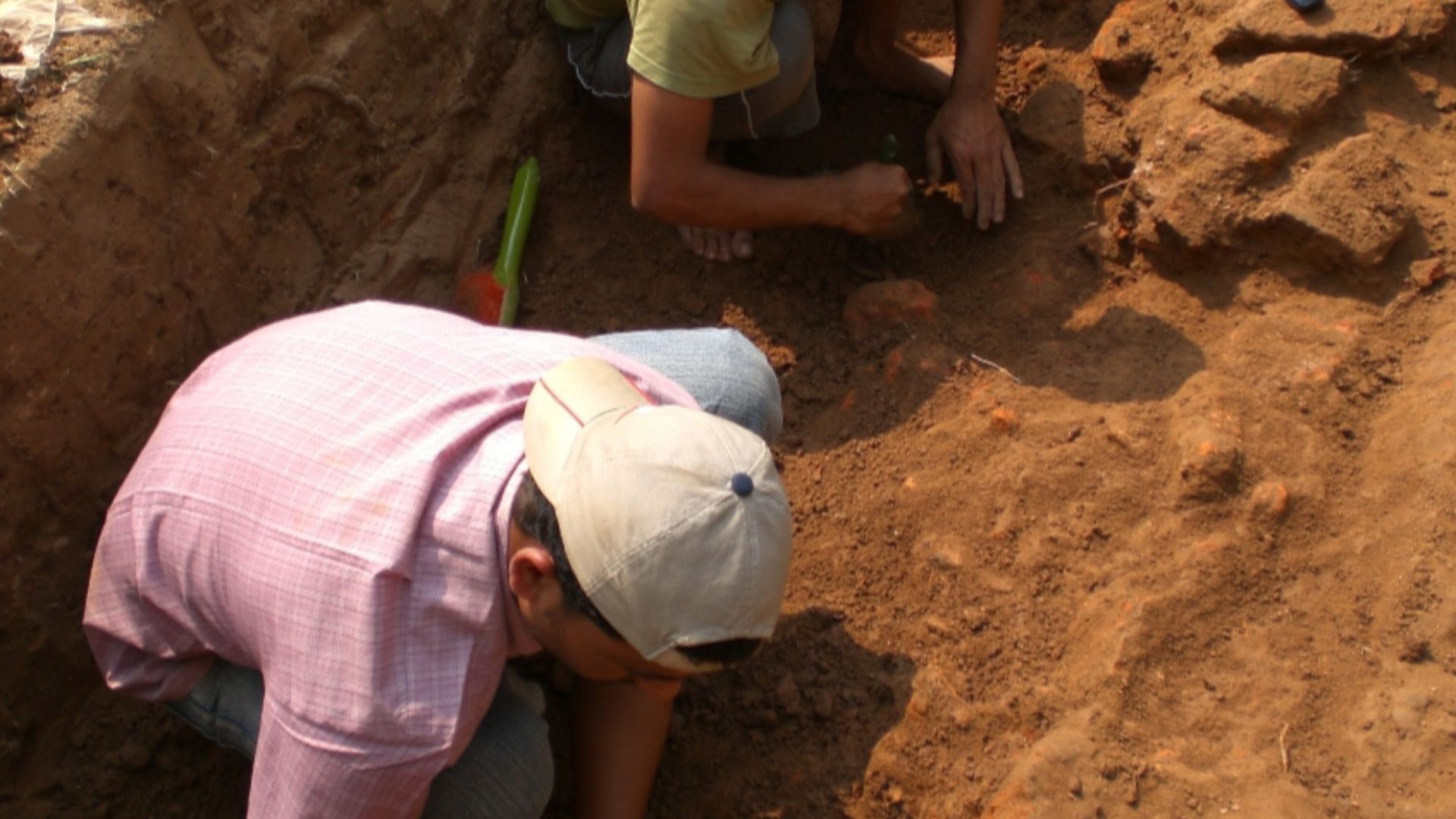 Archeologists working at Boteshwar site. Photograph taken by Shehab.