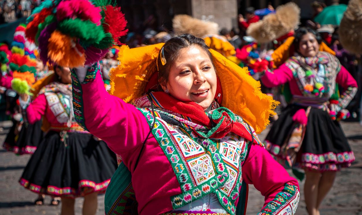 Vibrant dance performance during a traditional festival in Cusco