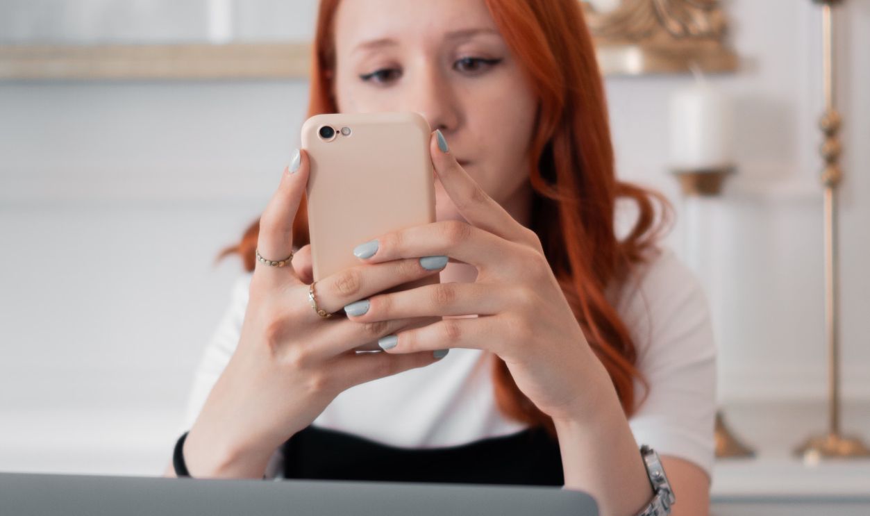 woman using phone