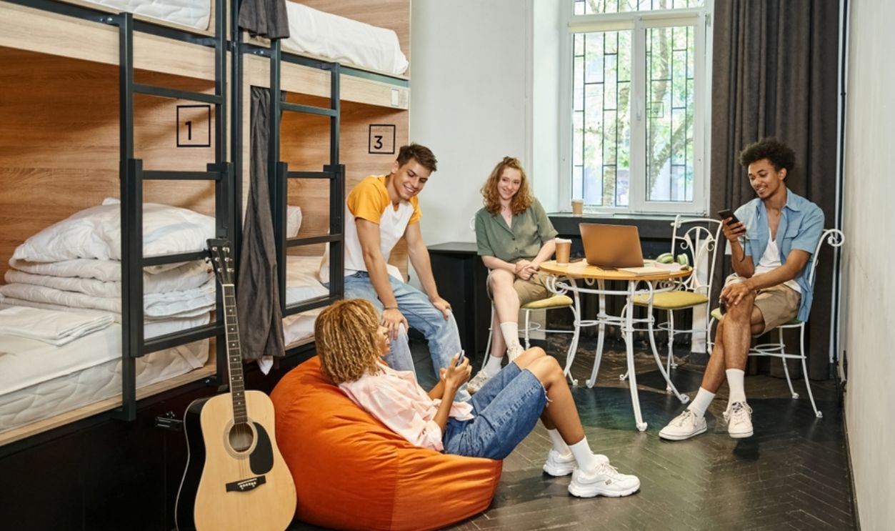 Friends in hostel room
