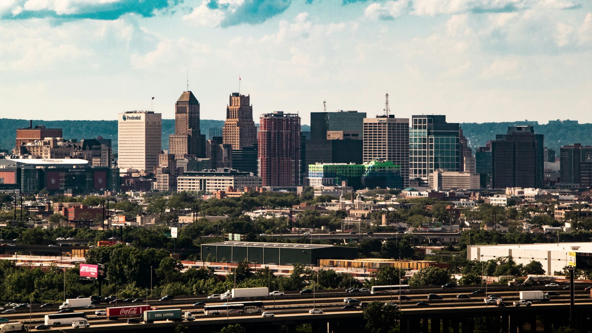 a city with tall buildings
