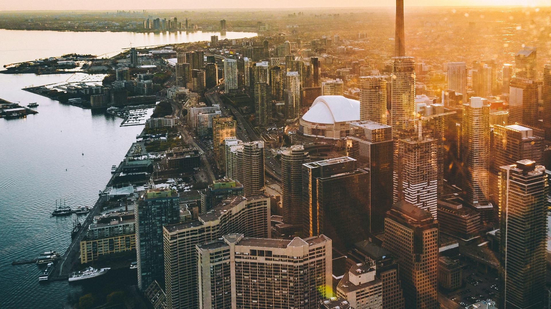 aerial photo of city during golden hour