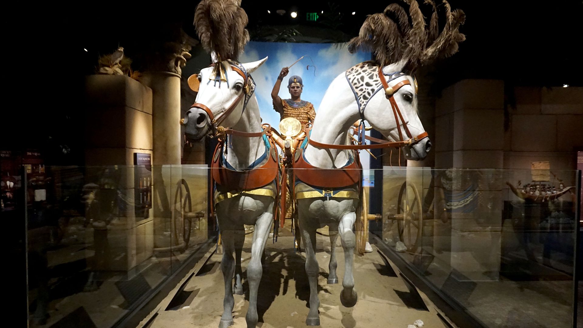 The Tutankhamun Driving a Chariot replica in the Crossroads of Civilization exhibit at the Milwaukee Public Museum in Milwaukee, Wisconsin (United States).