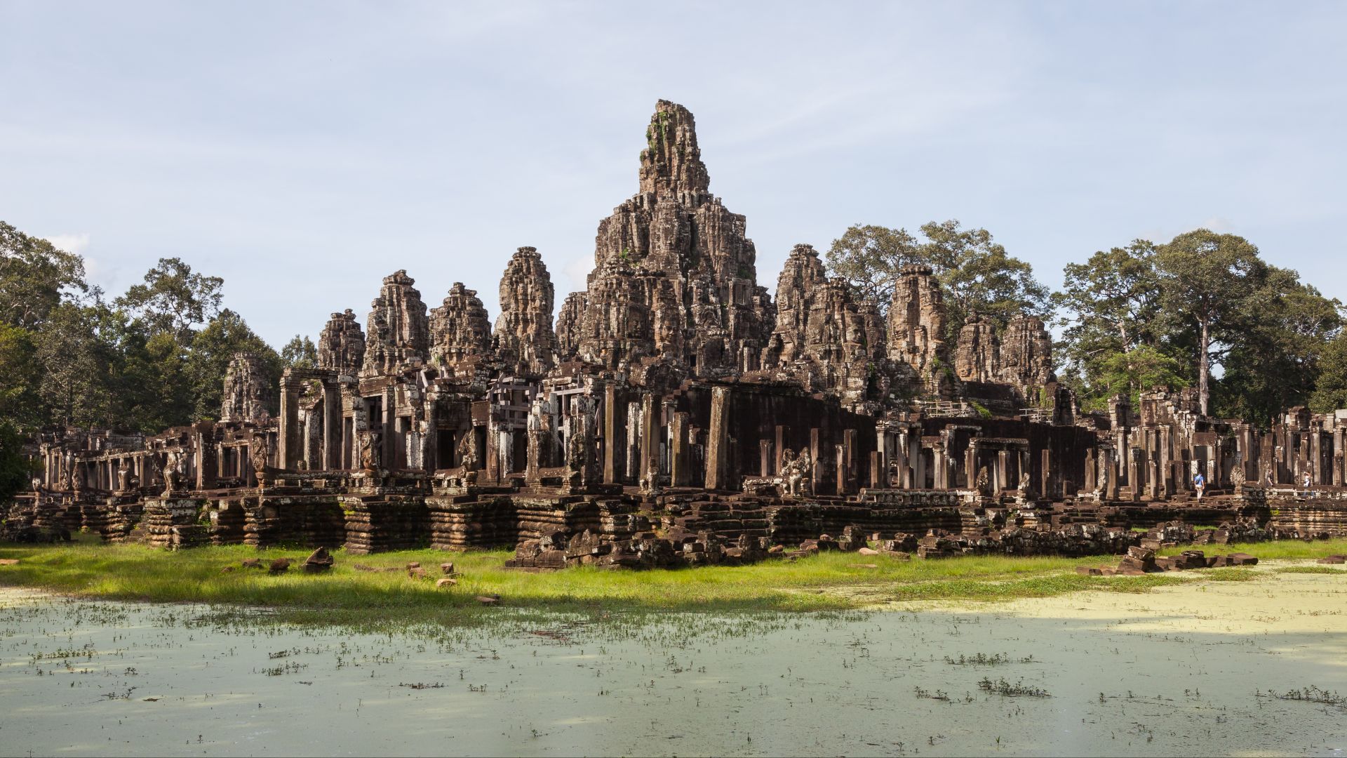 Bayon, Khmer temple  constructed in the late 12th or early 13th century and located in the ancient city of Angkor, today Cambodia.