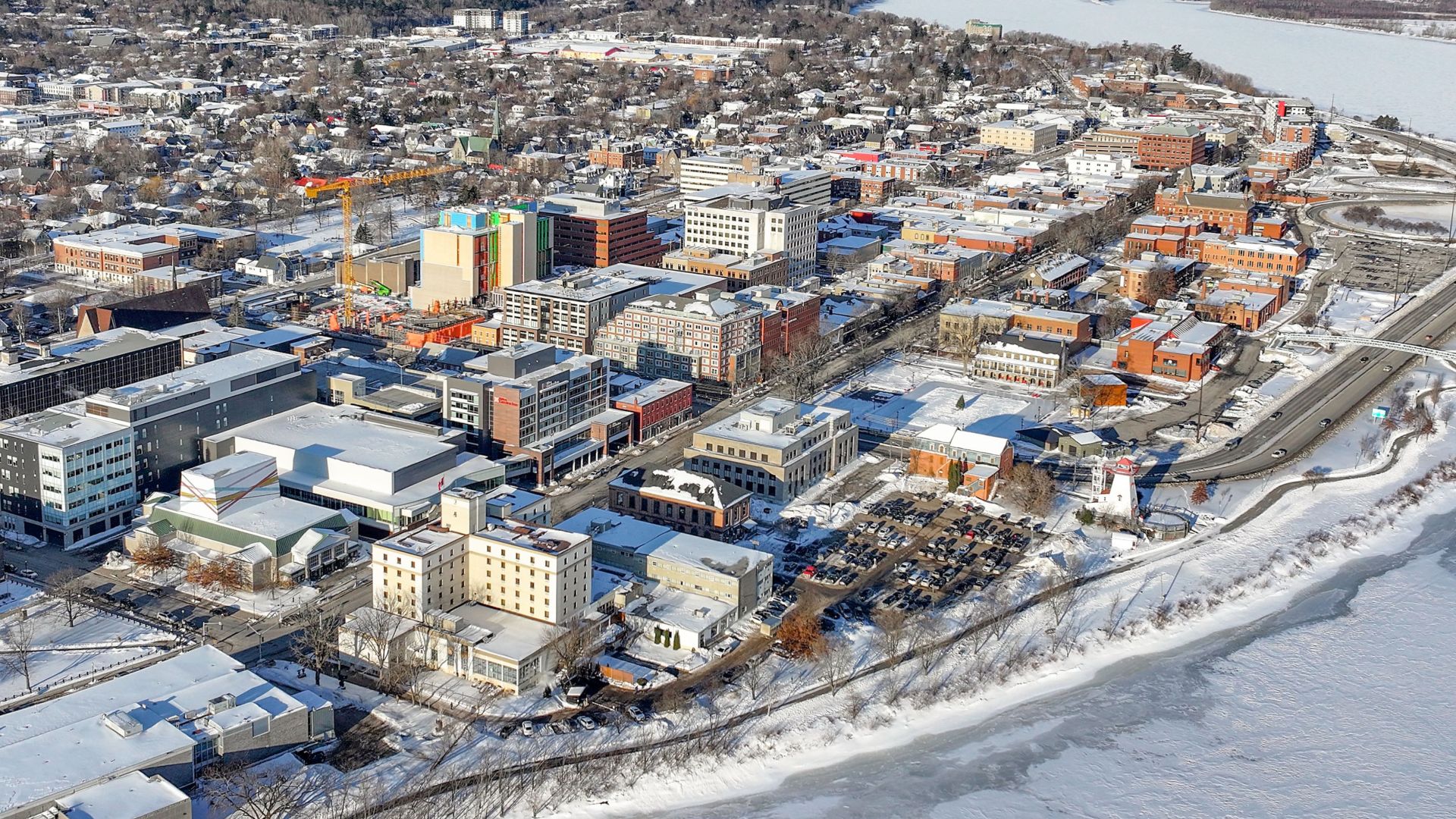 Aerial view of downtown Fredericton, New Brunswick, Canada