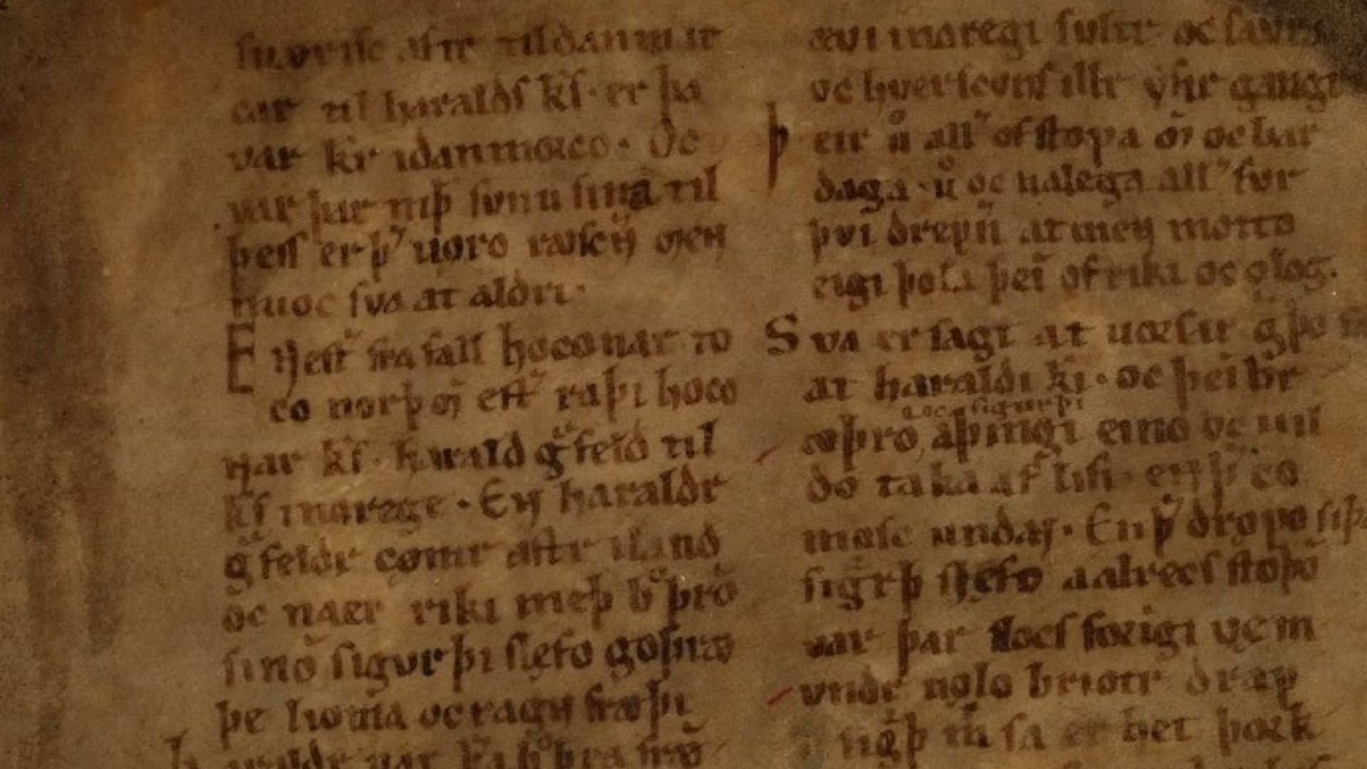 Ágrip af Nóregskonungasögum - AM 325 II 4to, folio 5v - XII century