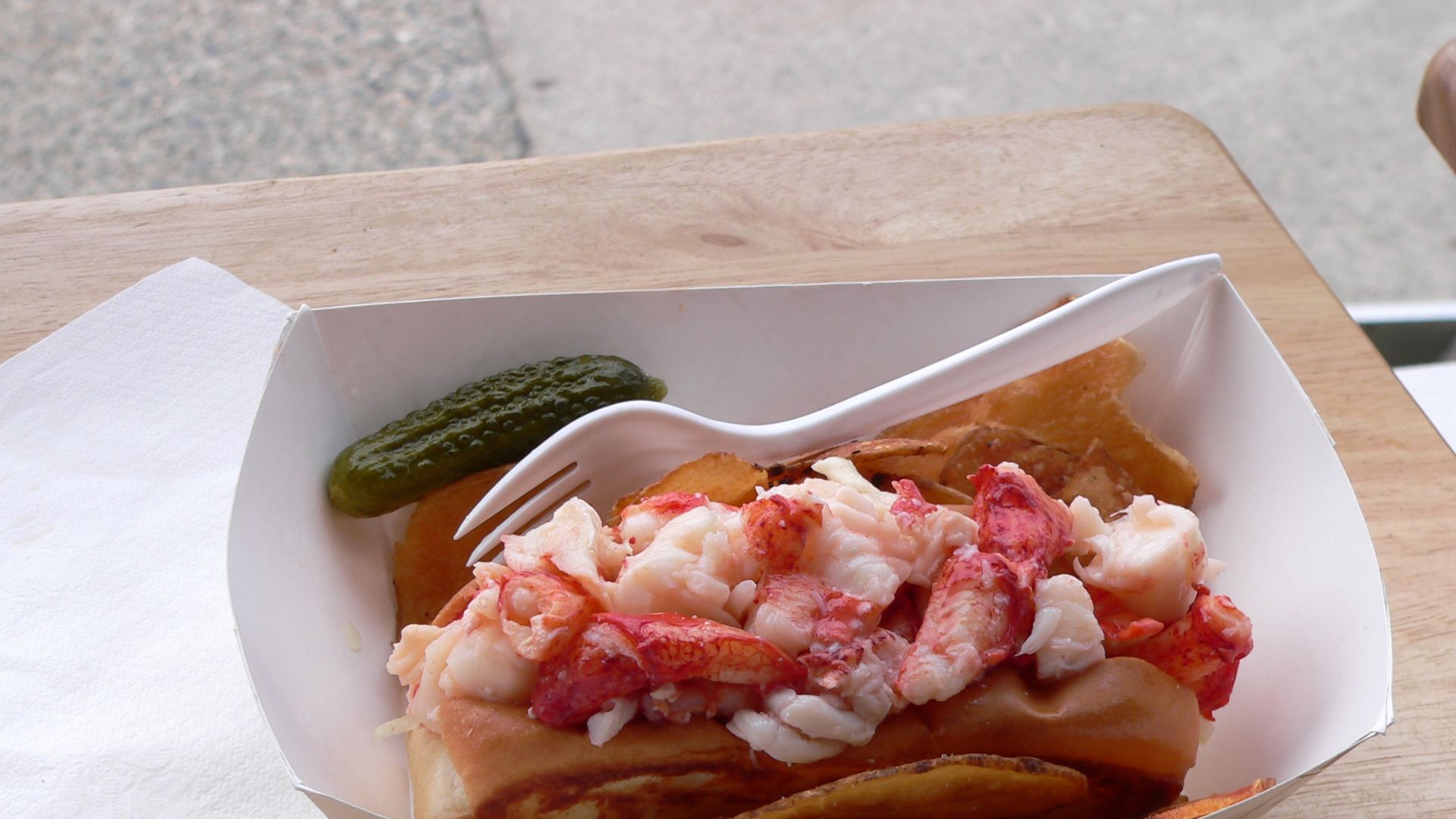 From our trip to Maine in 2008 -  a delicious, made-from-scratch lobster roll from The Lobster Claw, on West Street in Bar Harbor, Maine. They use only fresh lobster meat -