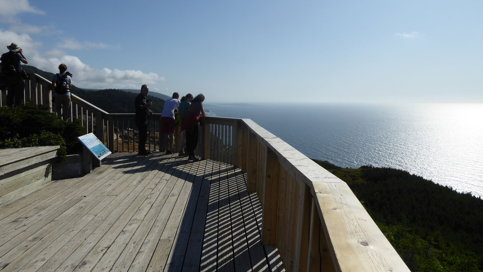Tourist taking in the view from the bottom platform of the skyline trail on Cape Breton.