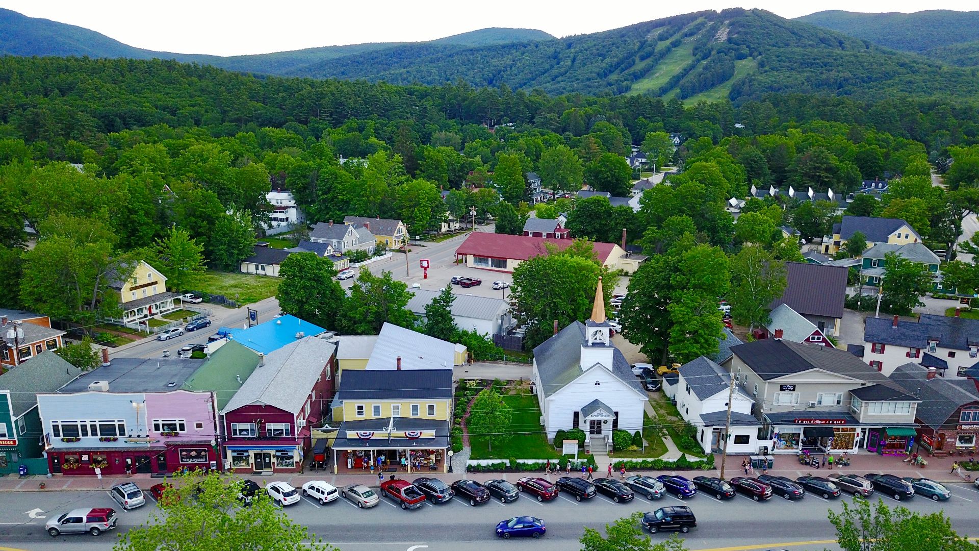 Main Street, North Conway, New Hampshire, with Mt. Cranmore in the background