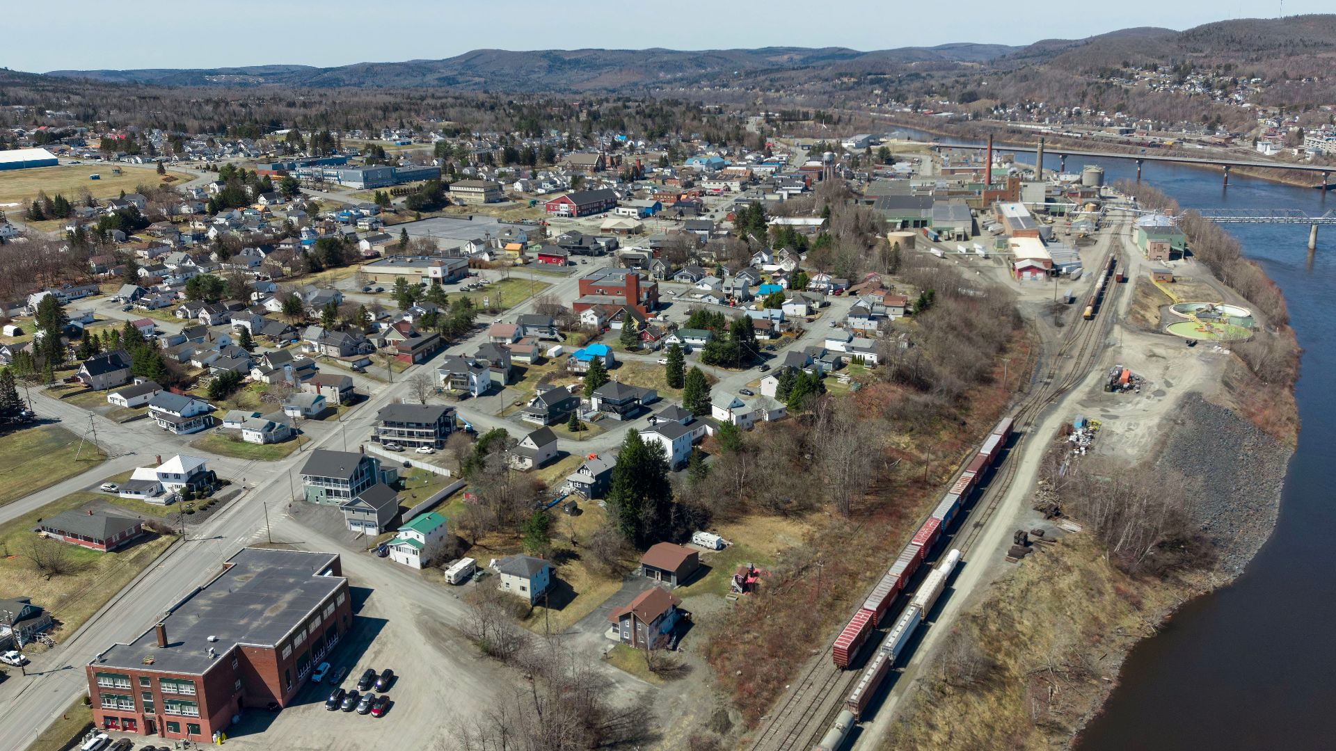 Aerial view of Madawaska, Maine (pop. 3,867).