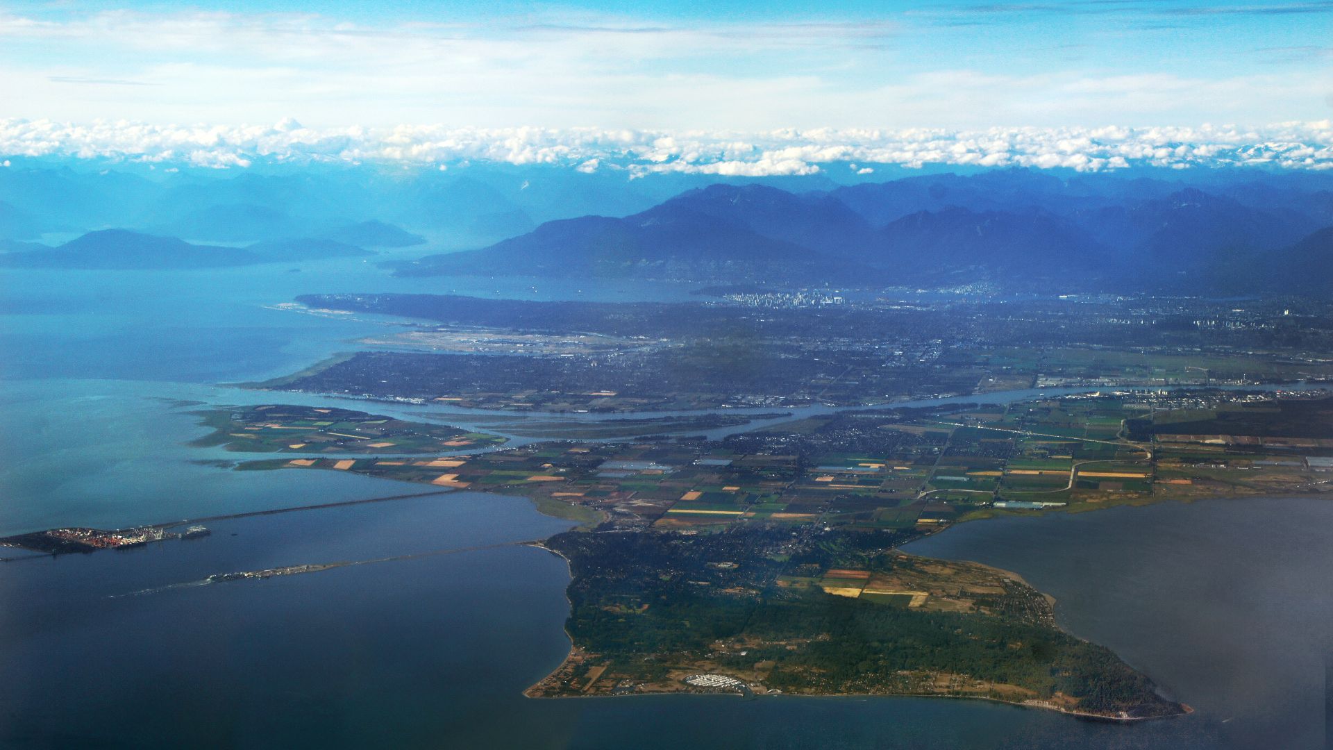 Point Roberts taken from the south, looking north toward Vancouver.