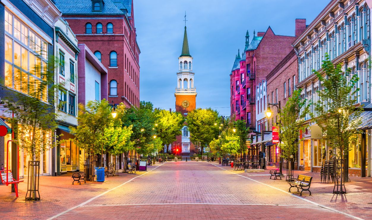 Burlington, Vermont, USA at Church Street Marketplace.