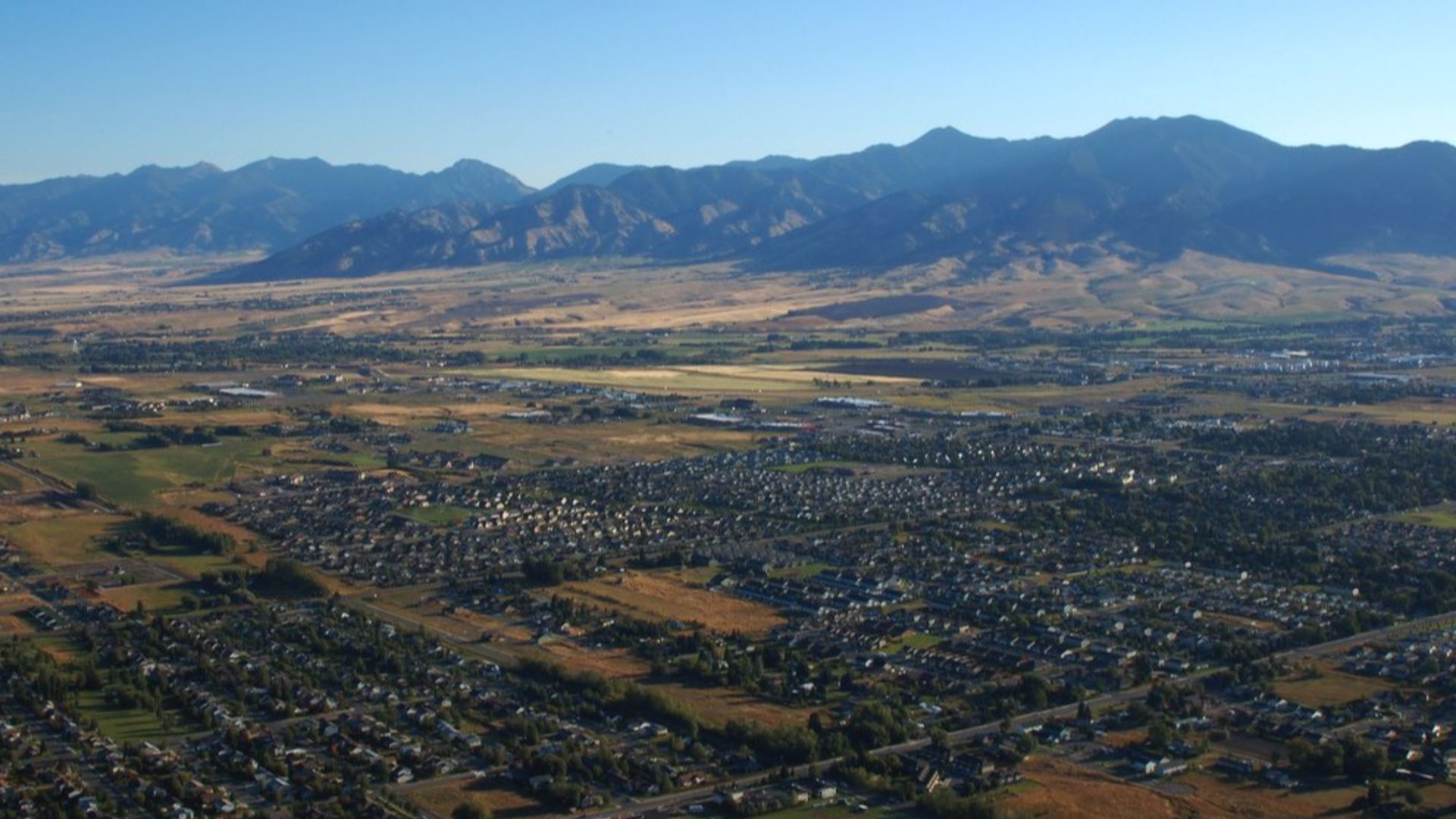 Areal view of Bozeman, Montana, USA