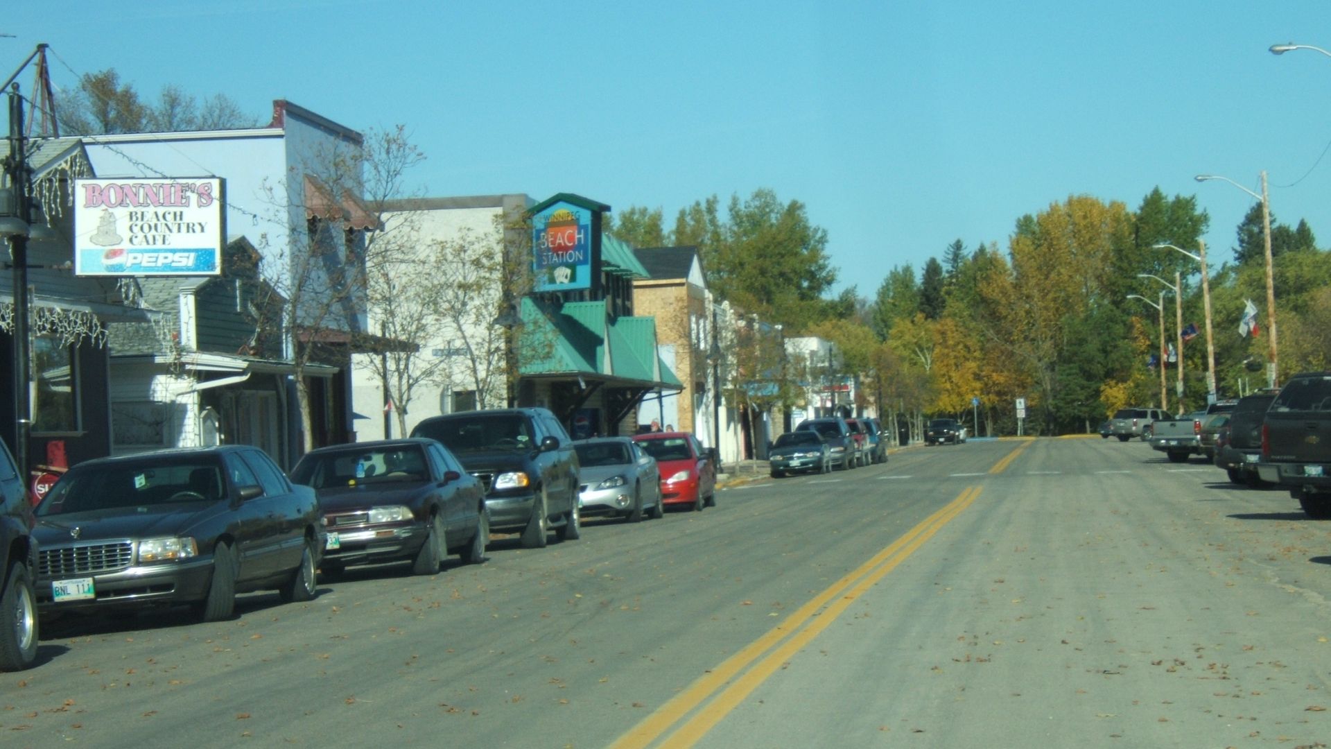 Downtown Winnipeg Beach, Manitoba, in October.