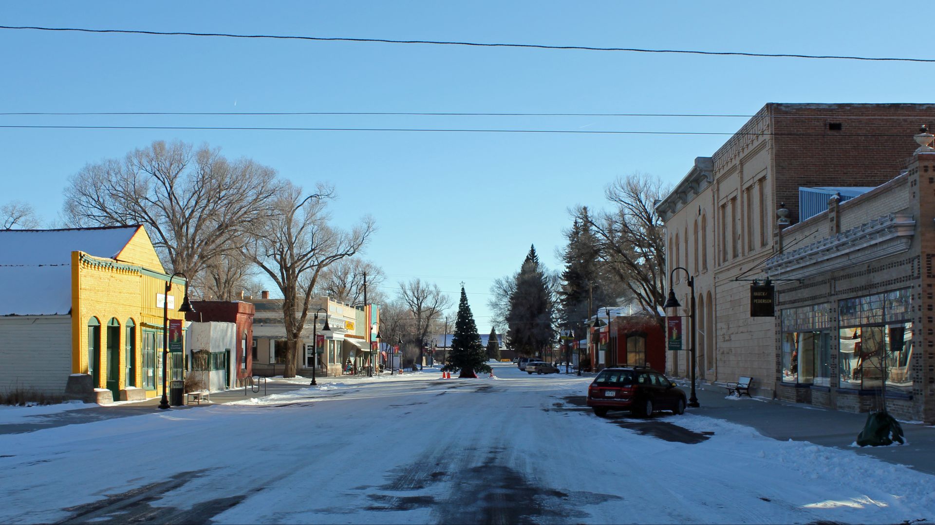 The old downtown business district (4th Street) of Saguache, Colorado.