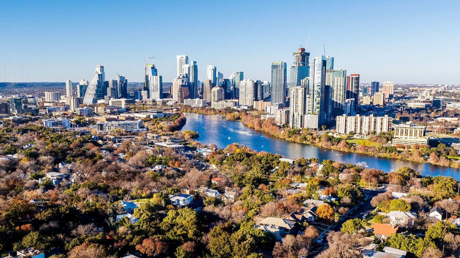 Austin Downtown in 2024 taken from Travis Heights.