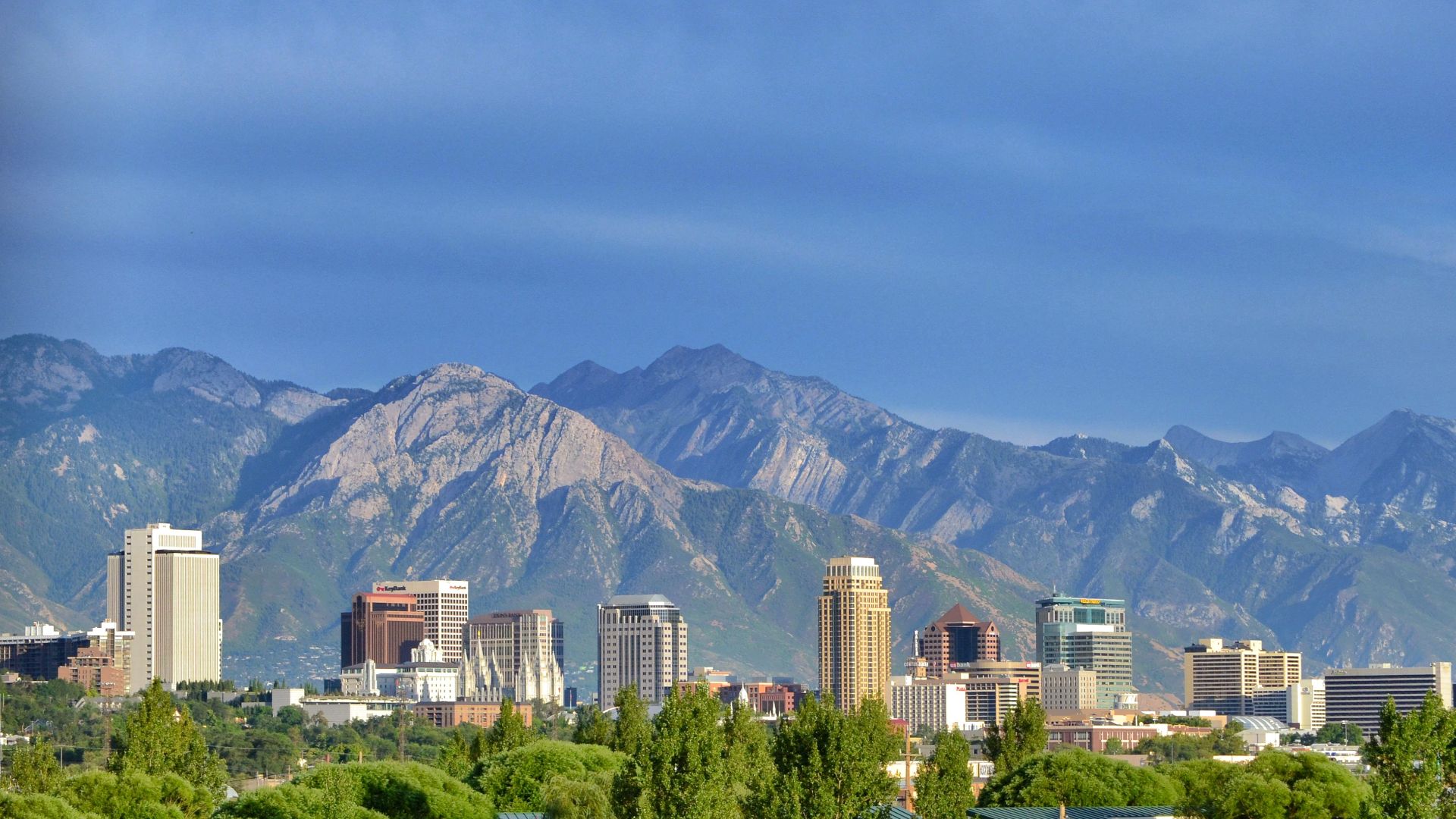 The skyline at sunset. Here's a a shot from May 2012 that has this same angle but under different lighting conditions.
