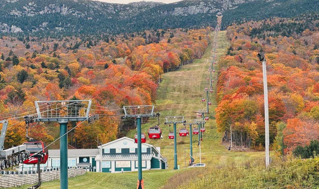 Stowe Vermont Ski lift fall foliage