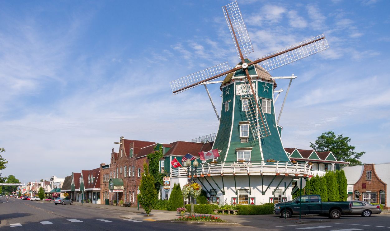 USA, WA, LYNDEN - JUL 17, 2012 - Dutch Mill in the Dutch city of Lynden