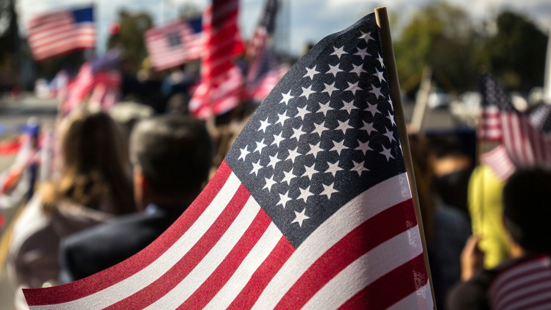 USA flag with rod