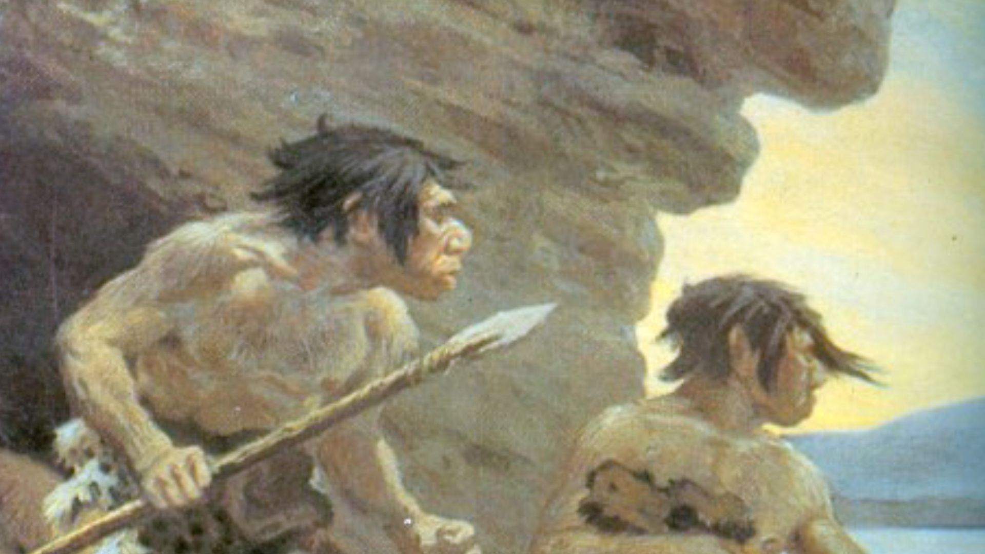 Mural of a Neanderthal family