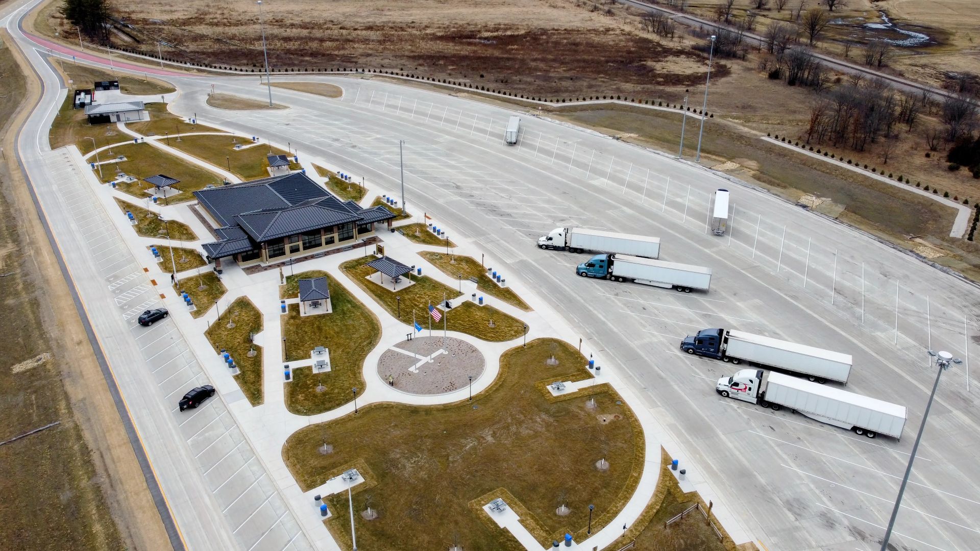 Newer rest stop completed in 2025 near Sparta, Wisconsin. On the West bound lanes.