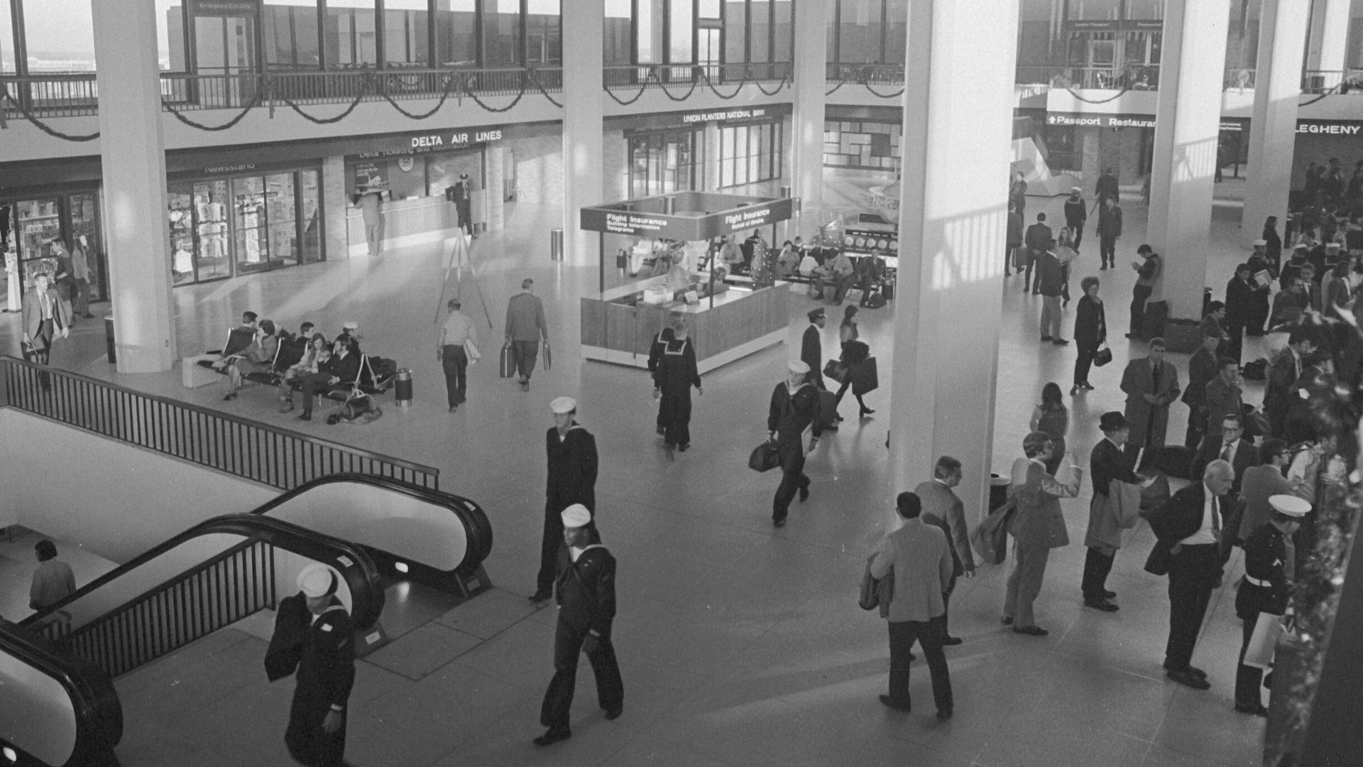 Ticket lobby at Memphis International Airport (MEM) in the 1970s.