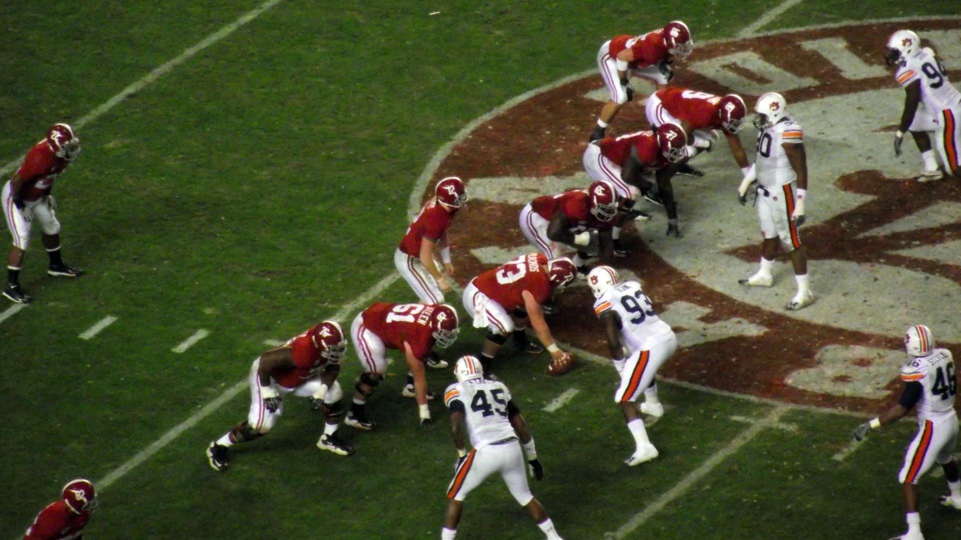 Alabama on offense during the annual Iron Bowl against rival Auburn University.