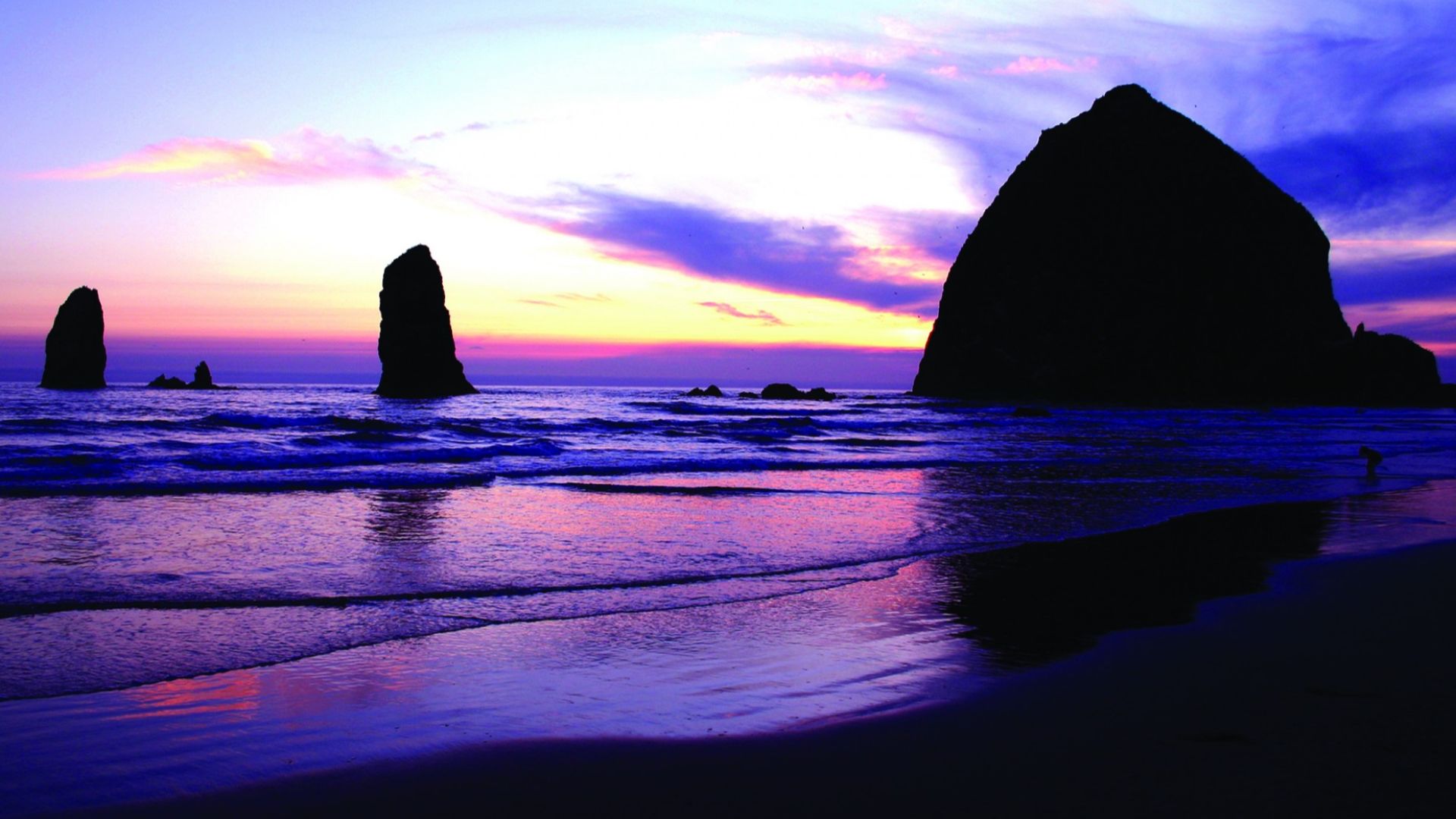 Sunset Haystack Rock Cannon Beach Oregon 
Obtained from Publicdomainpictures.net