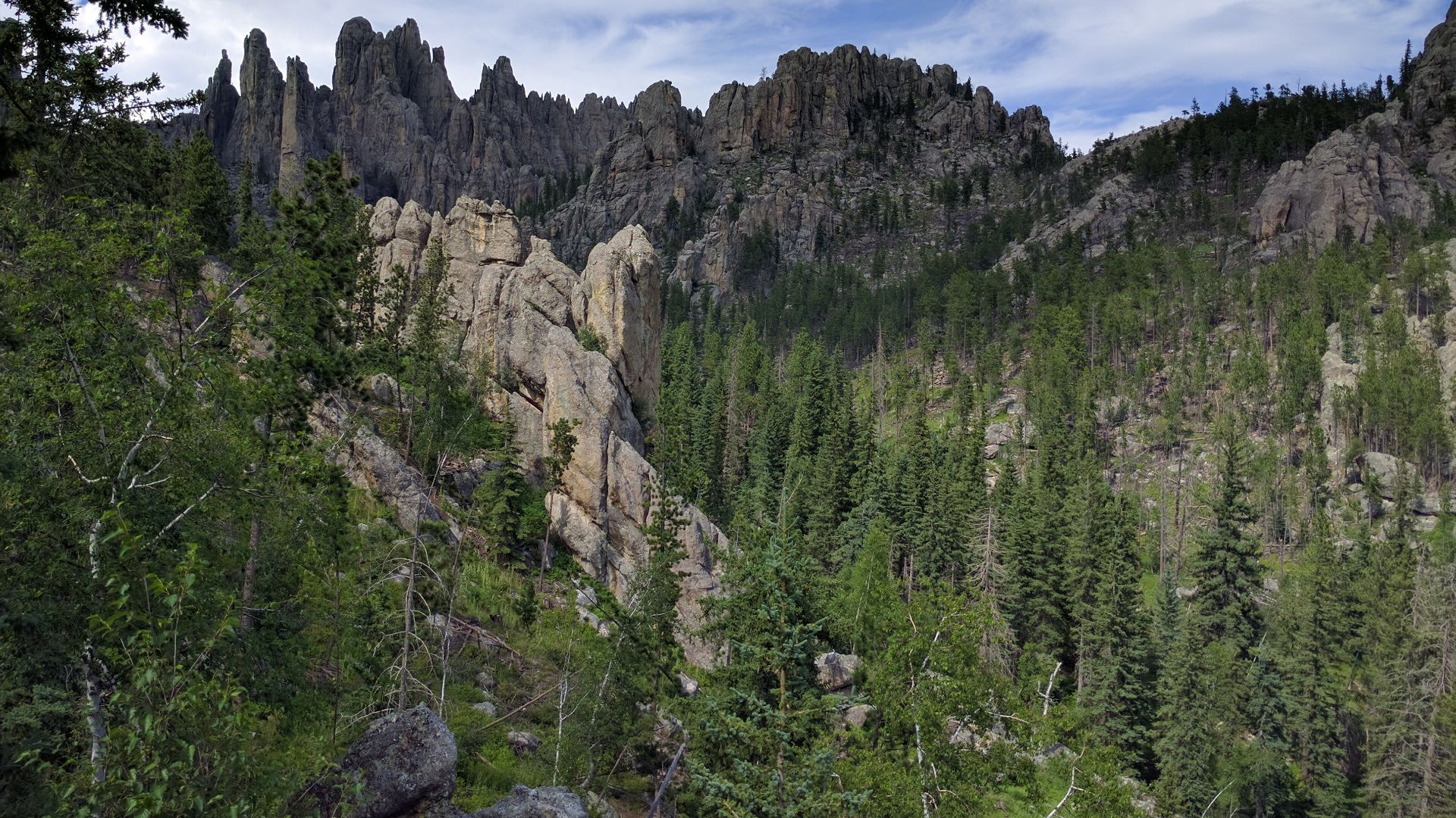 driving along the Needles Highway in the Black Hills of South Dakota